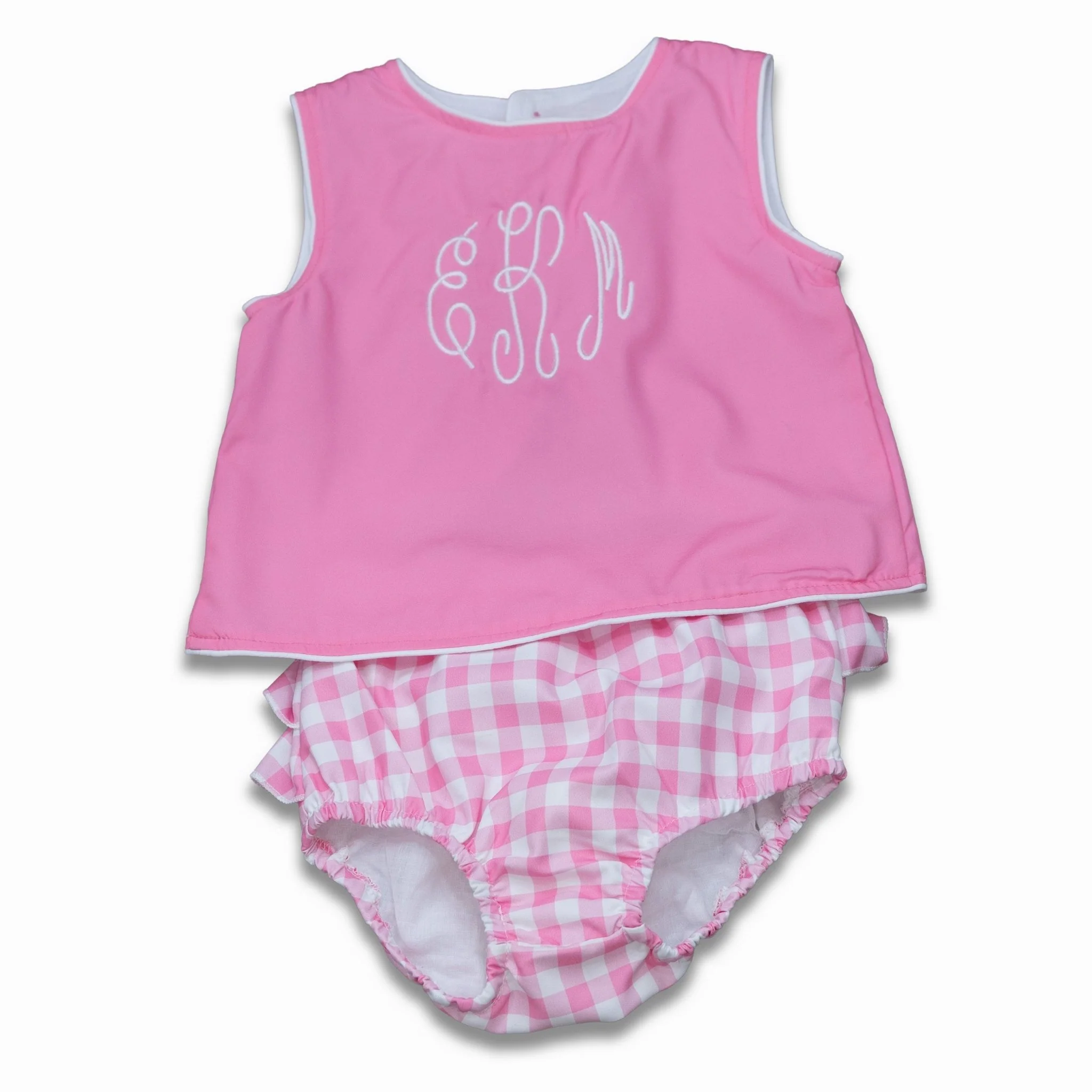 3 Bow Swing Back Bloomer Set - Pink Gingham - Image 4