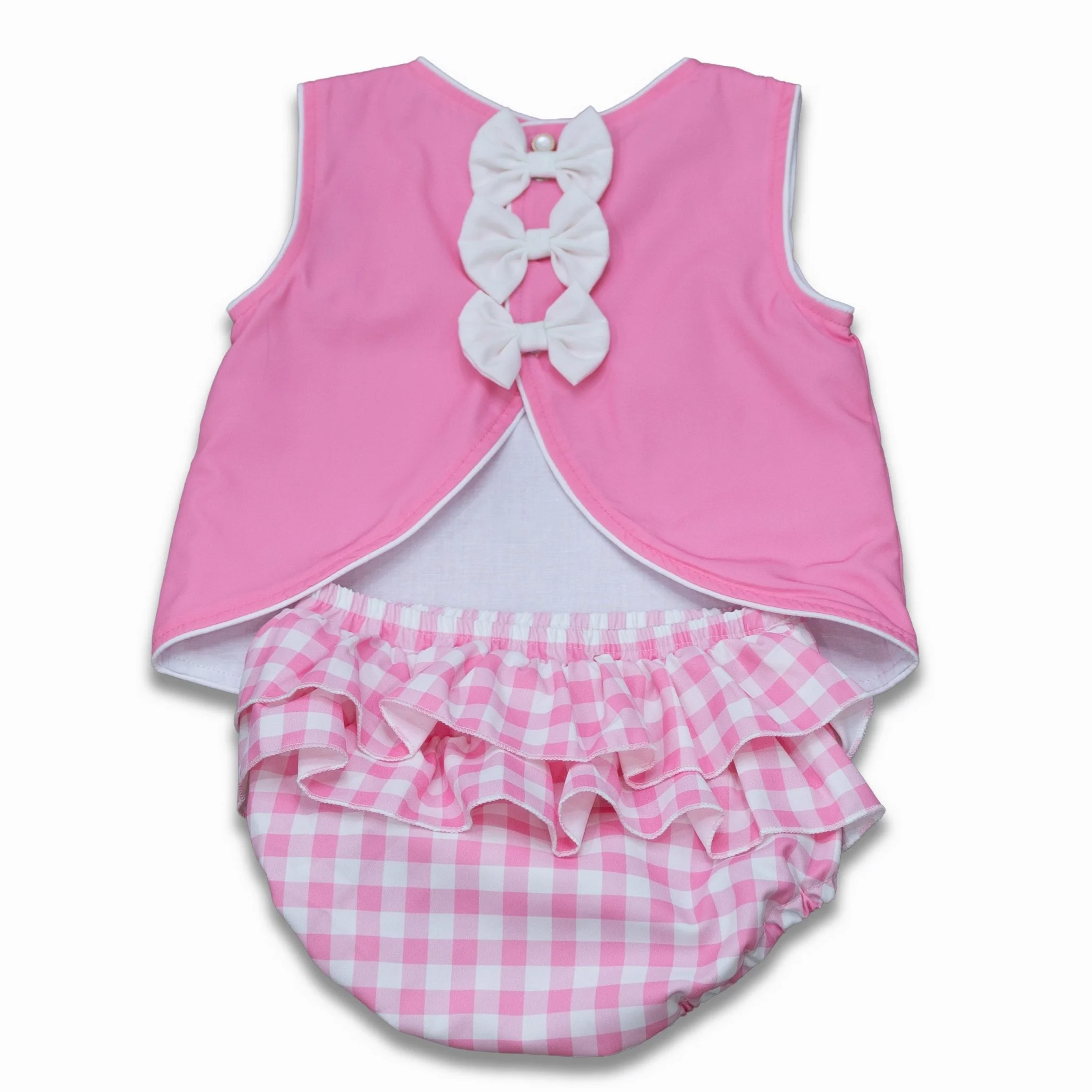 3 Bow Swing Back Bloomer Set - Pink Gingham - Image 5