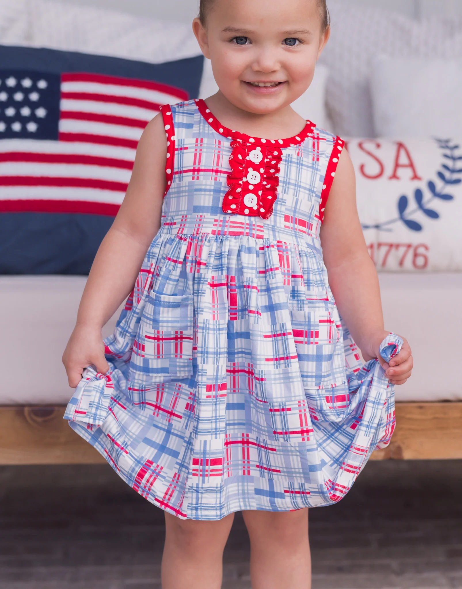 Anna Ruffle Tank Twirl Dress - Cape Cod Madras - Image 4