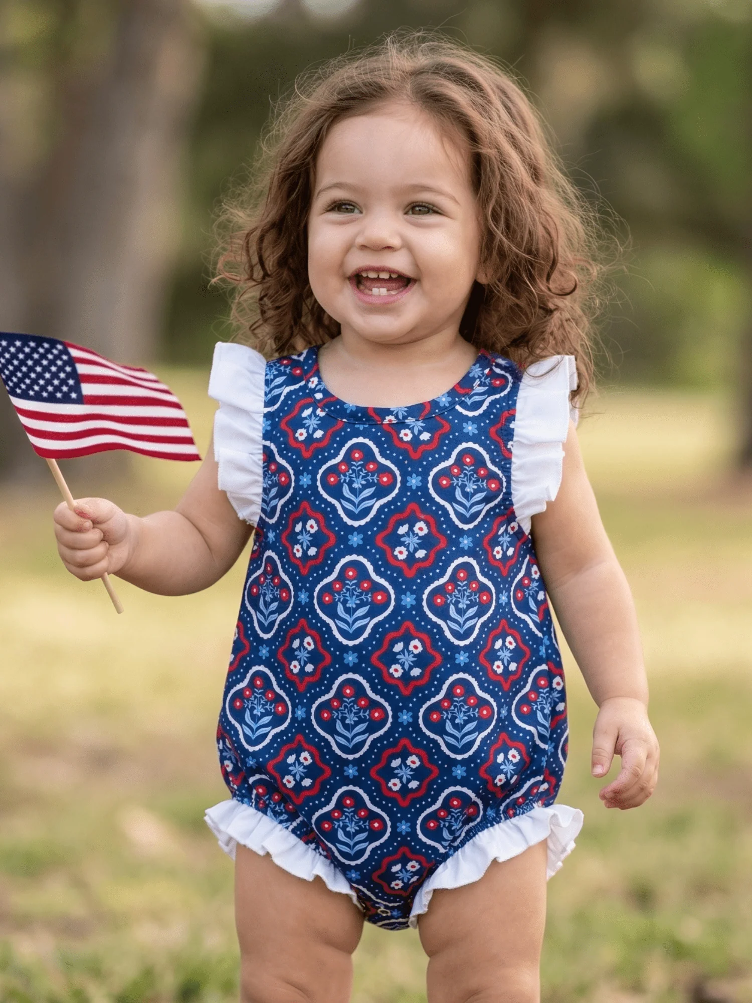 Baby Charlene Ruffle Bottom Bubble - Independence Garden