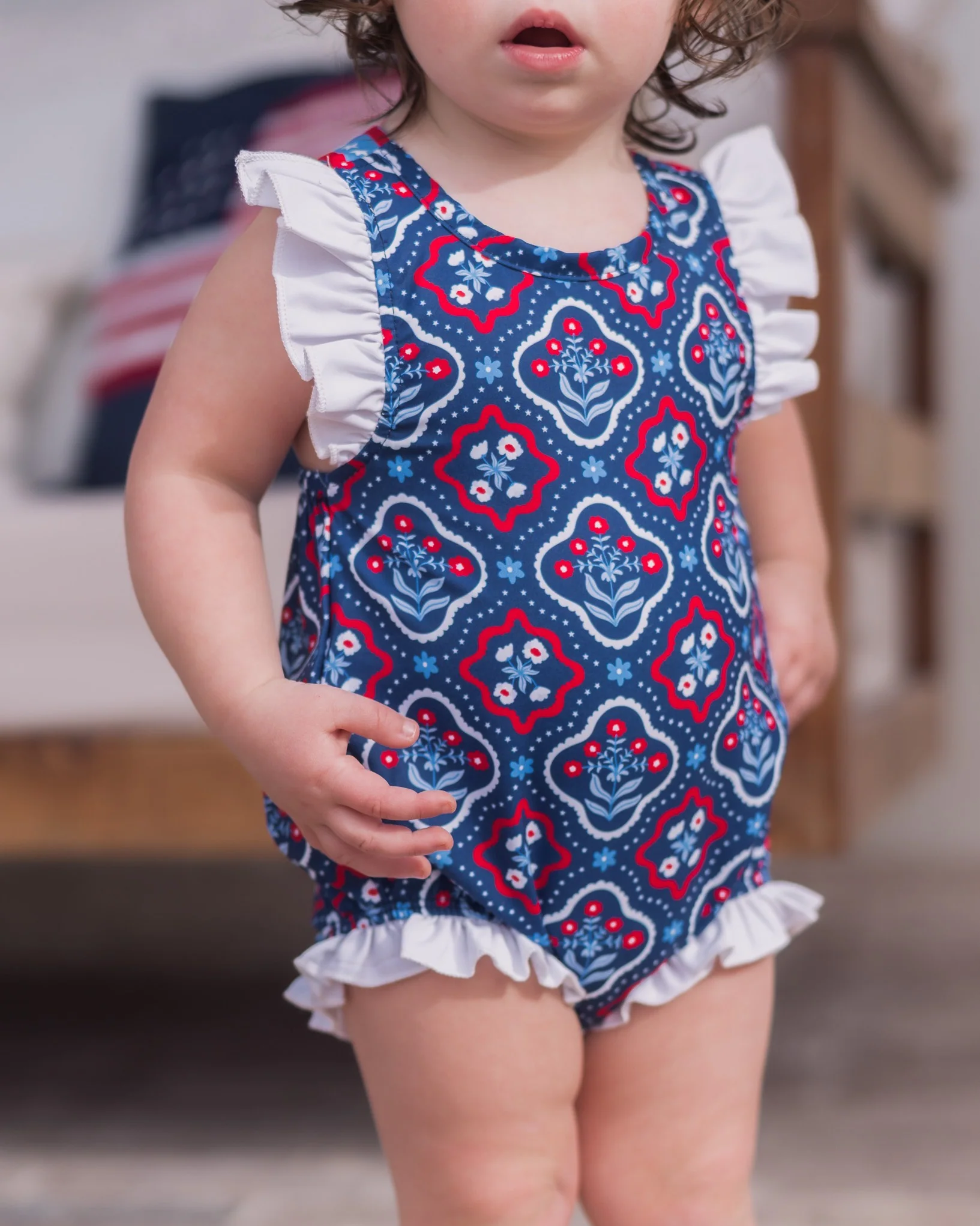 Baby Charlene Ruffle Bottom Bubble - Independence Garden - Image 3