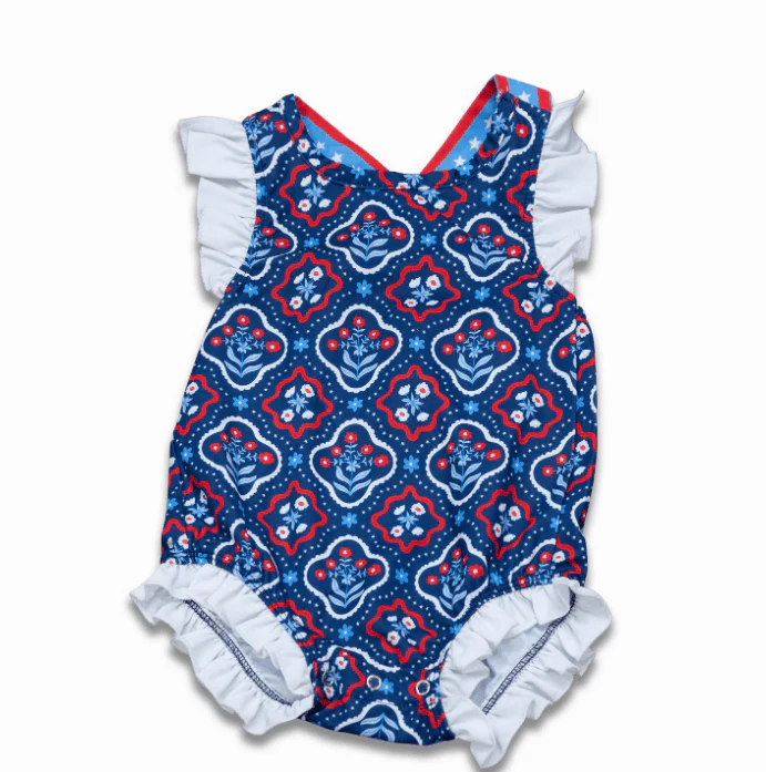 Baby Charlene Ruffle Bottom Bubble - Independence Garden - Image 4