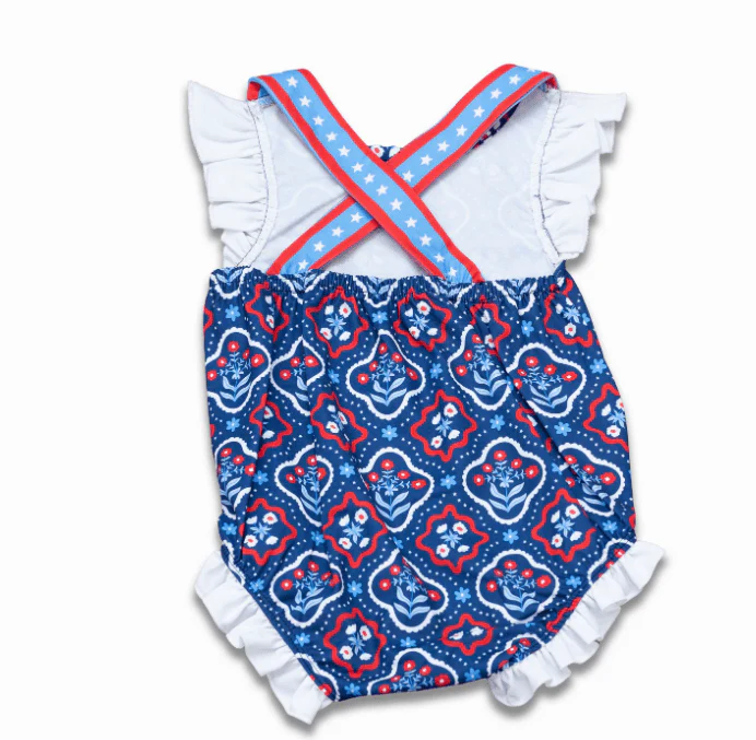 Baby Charlene Ruffle Bottom Bubble - Independence Garden - Image 5