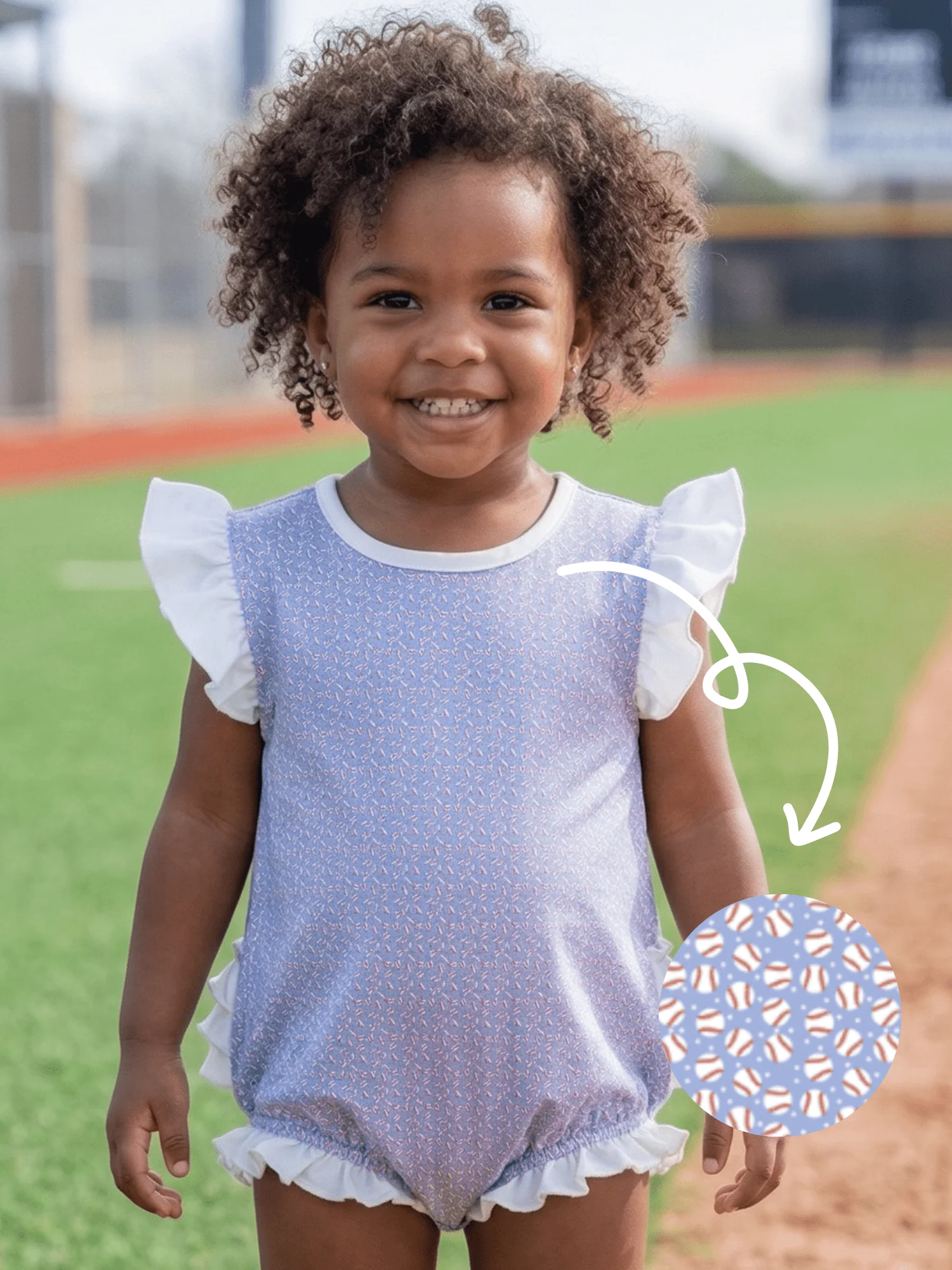 Baby Lucille Ruffle Bottom Bubble - Little League