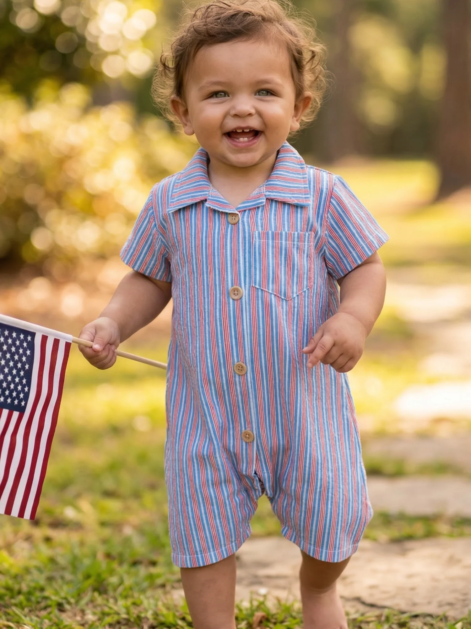 Baby Craig Woven One Piece - USA Stripes