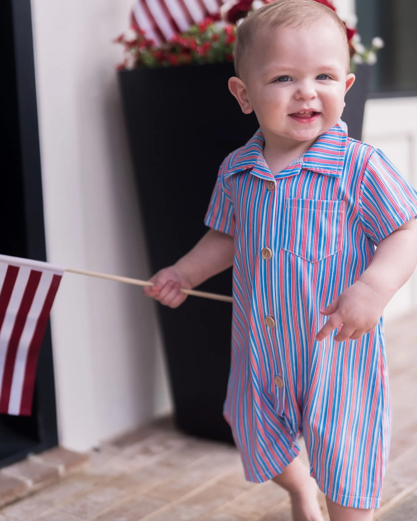 Baby Craig Woven One Piece - USA Stripes - Image 3
