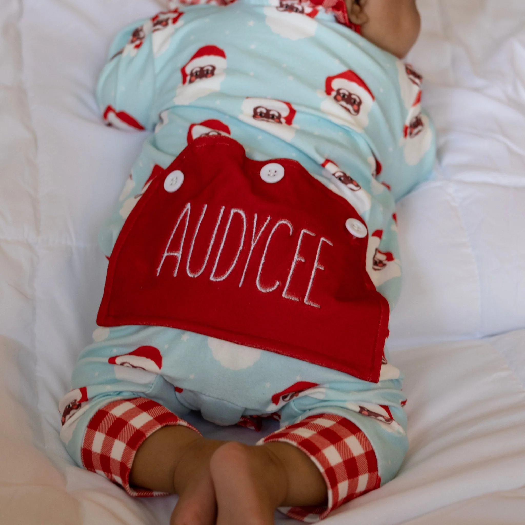 Baby Ruffle Buttflap Pajamas - Vintage Black Santa Holiday Lounge - Image 3