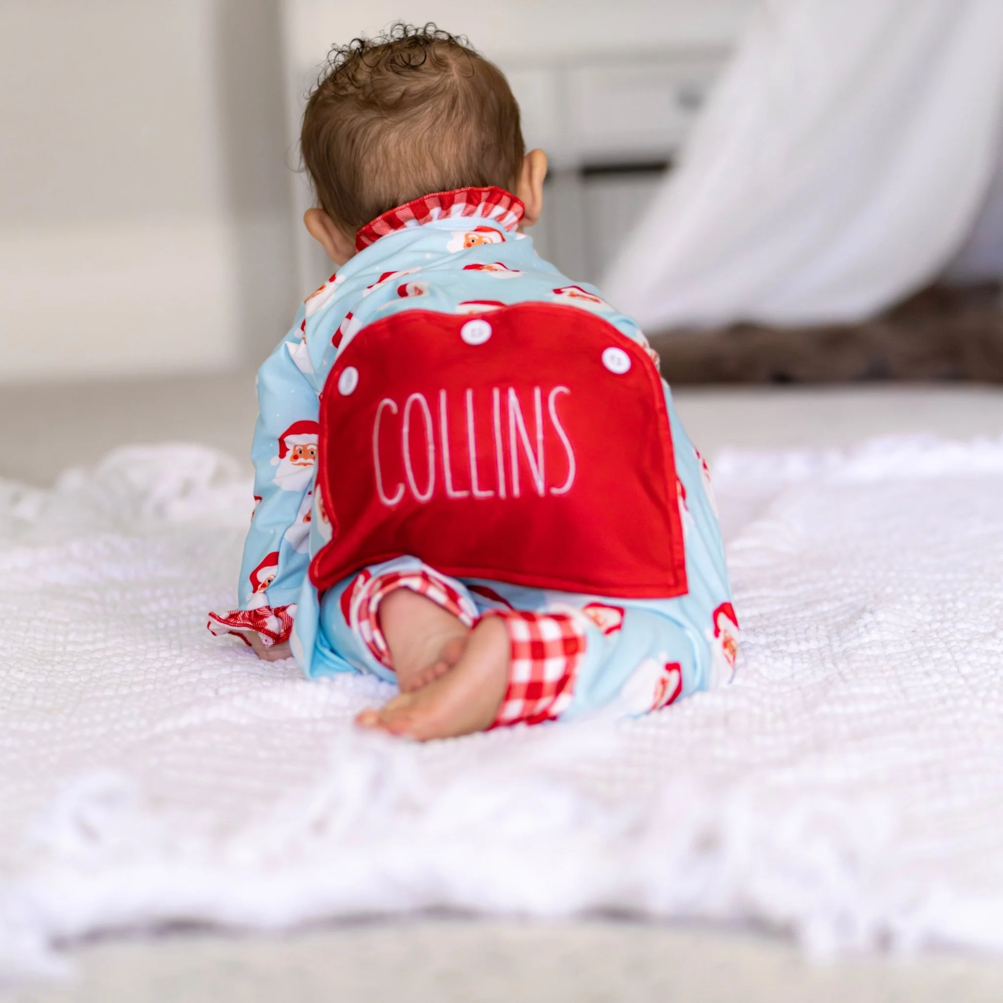 Baby Ruffle Buttflap Pajamas - Vintage Santa Holiday Lounge - Image 3