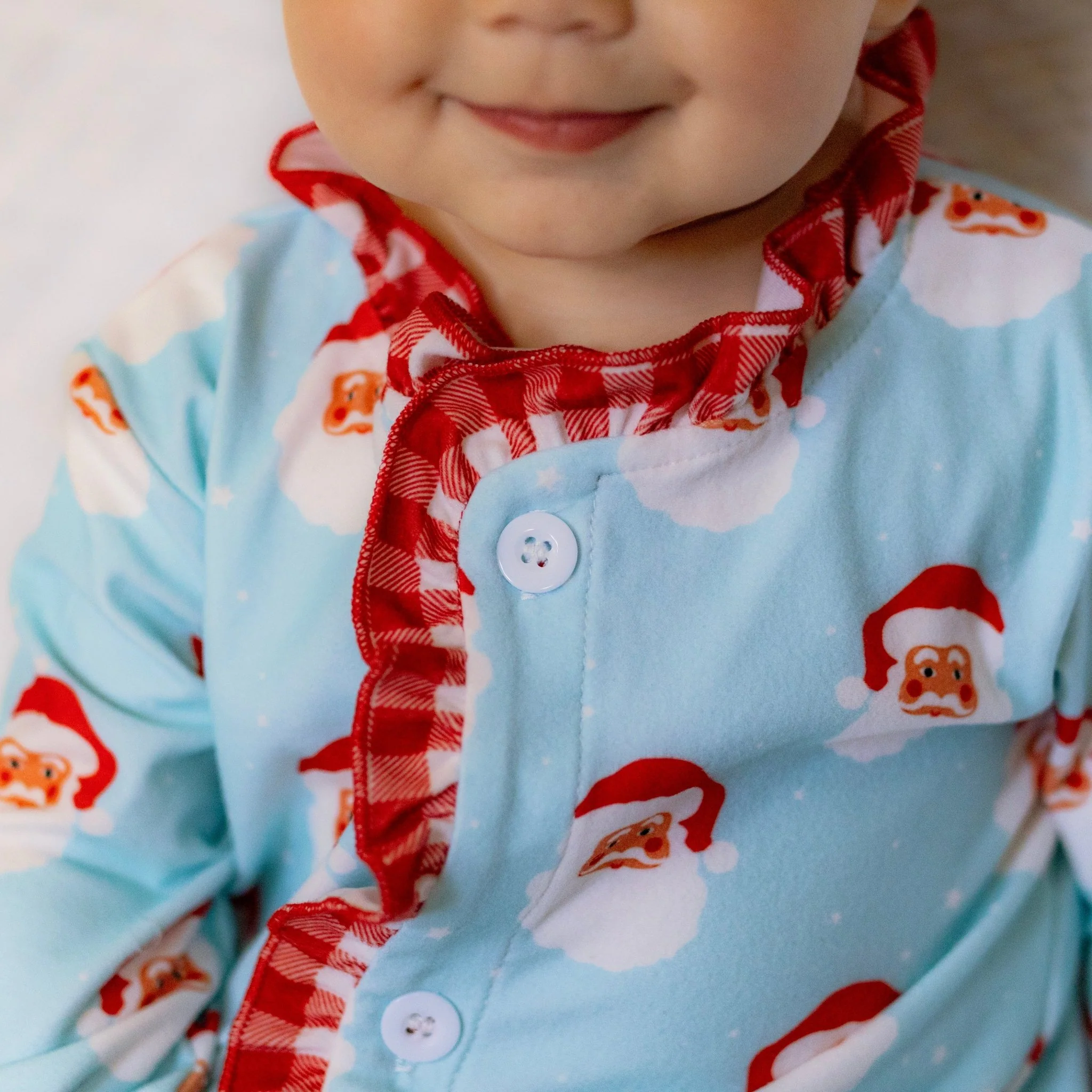 Baby Ruffle Buttflap Pajamas - Vintage Santa Holiday Lounge - Image 4