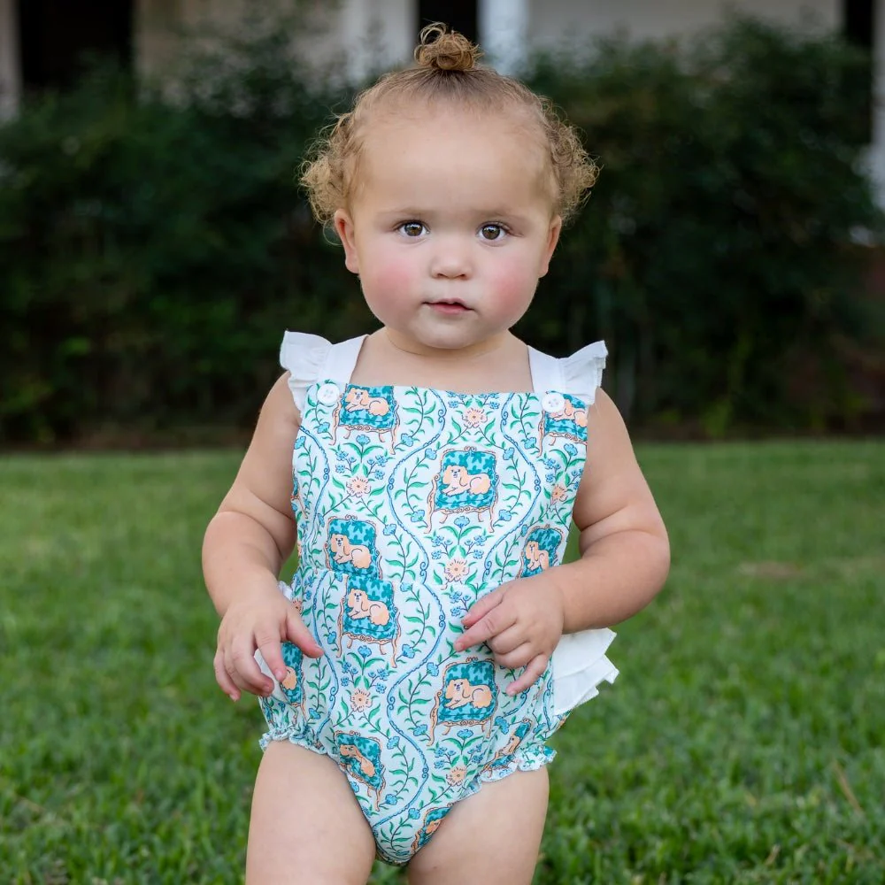 Baby Judith Ruffle Tank Bubble - Heritage Toile Puppies - Image 2