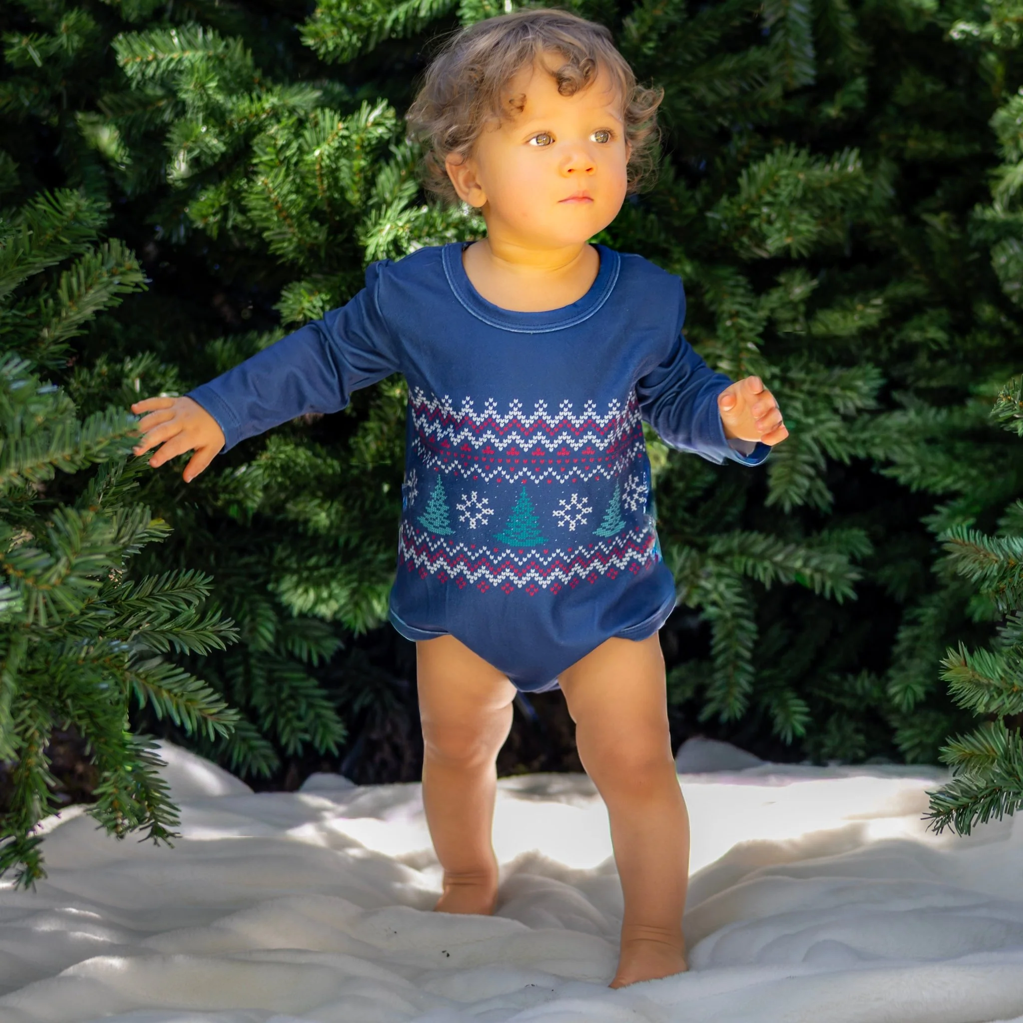 Baby Tucker Crew Sweater - Peppermint Pines - Image 3