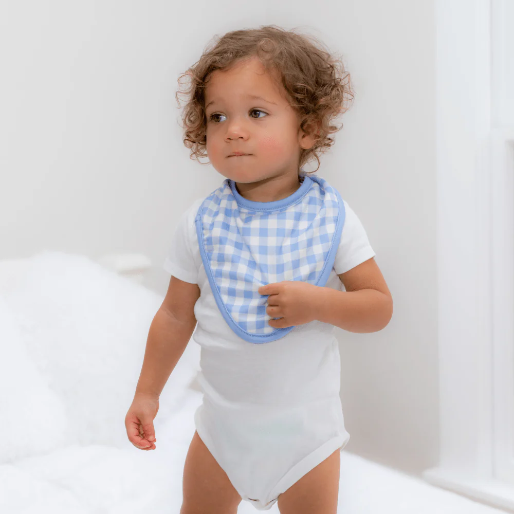 Bandana Bib - Blue Gingham - Image 2