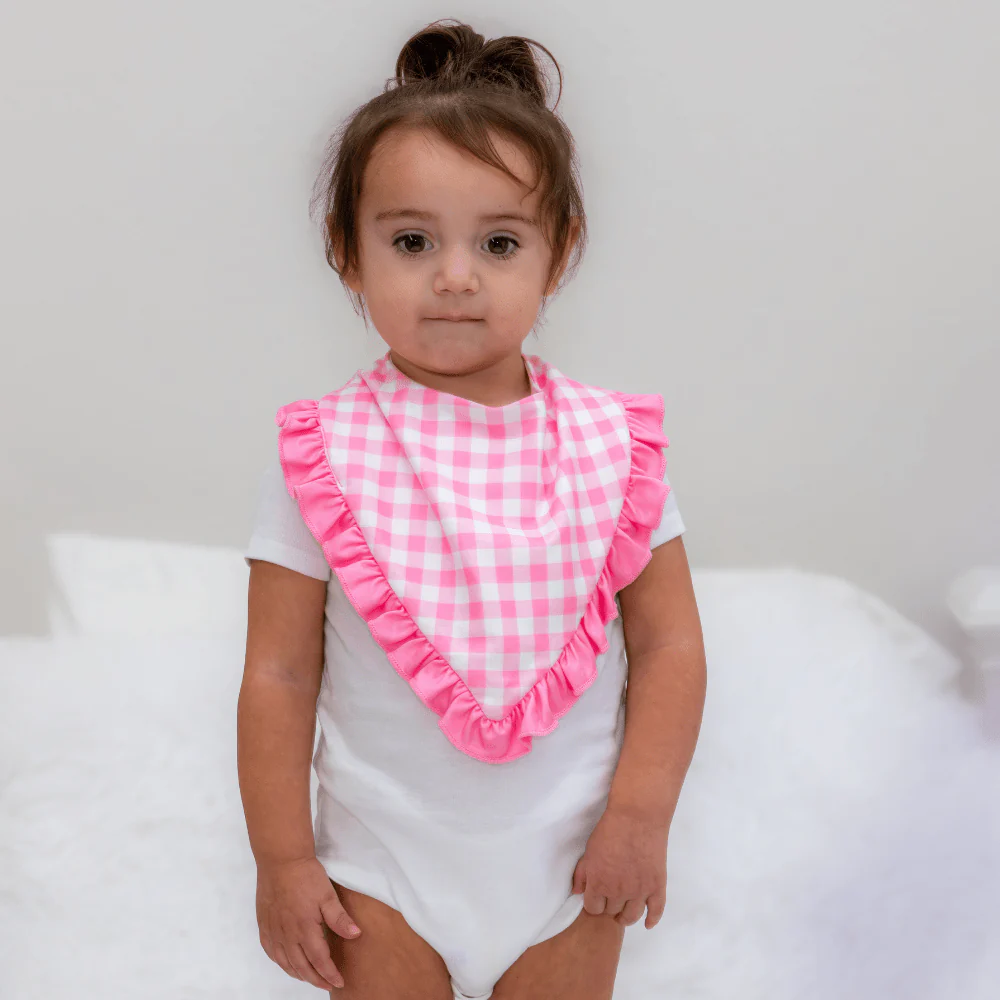 Bandana Bib - Pink Gingham - Image 2