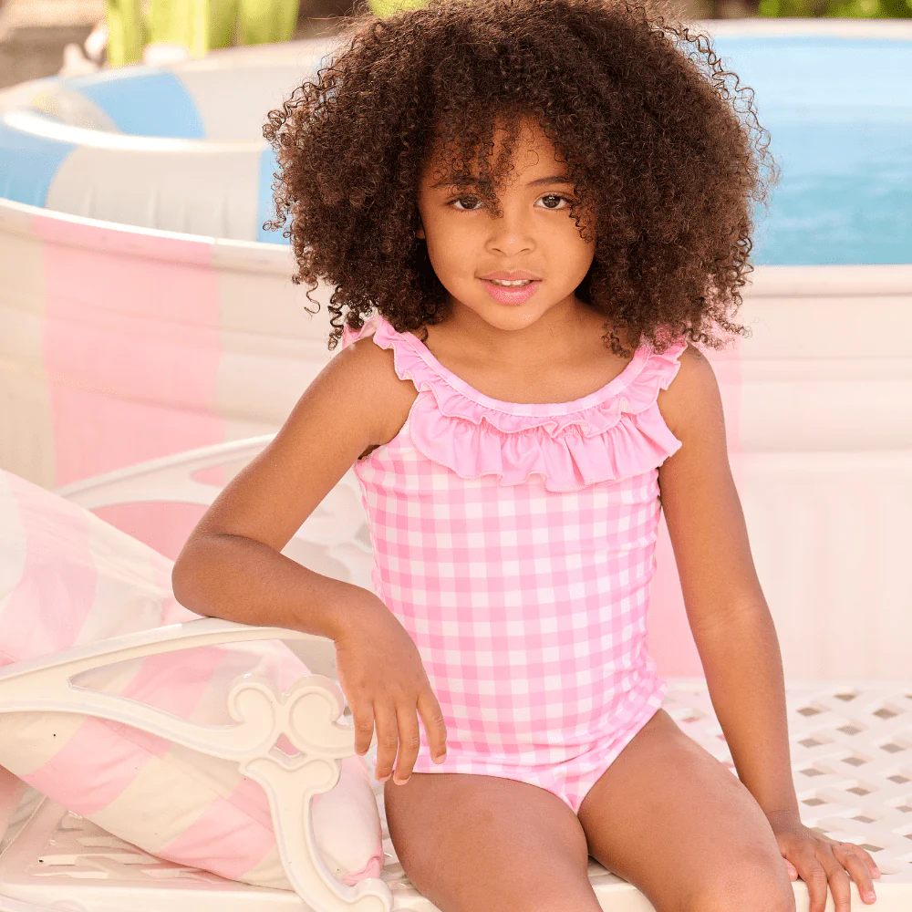 Bow Back Swimsuit - Pink Gingham - Image 3