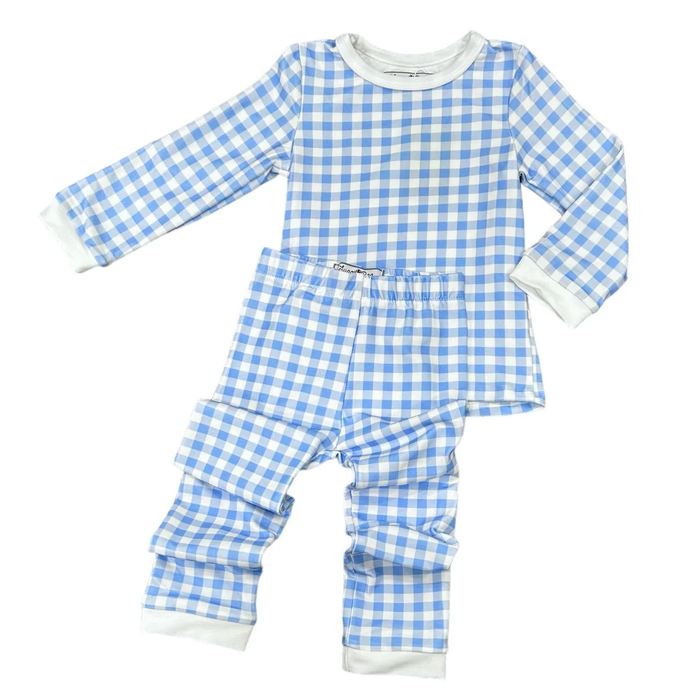 Buttflap Pajamas - Blue Gingham - Image 4
