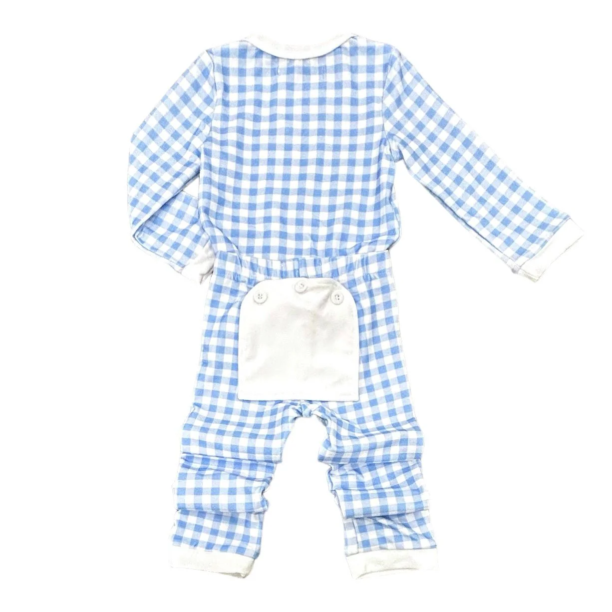 Buttflap Pajamas - Blue Gingham - Image 5