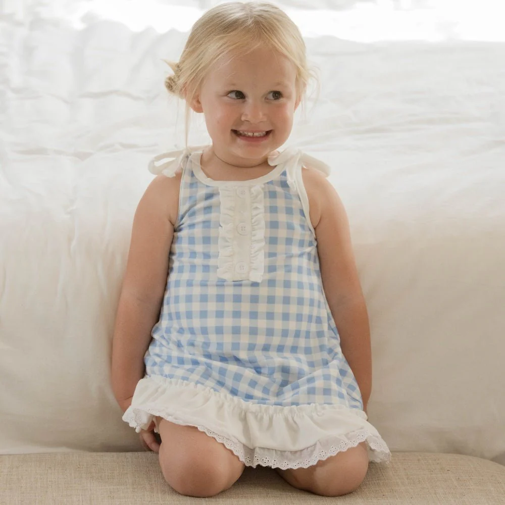 Gown with Bloomers - Blue Gingham - Image 8
