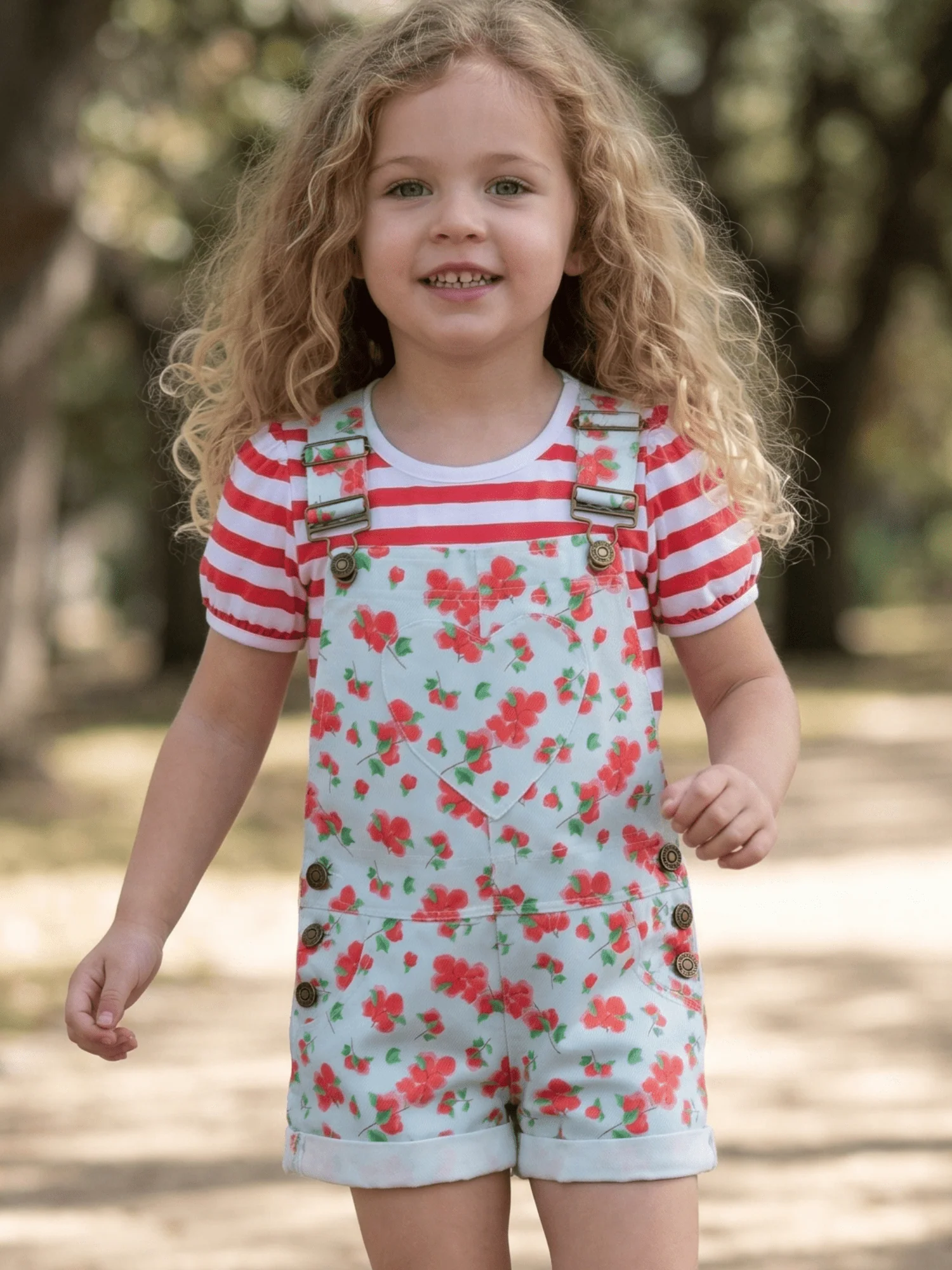 2-Piecve Bougainvillea Heart Overall Set