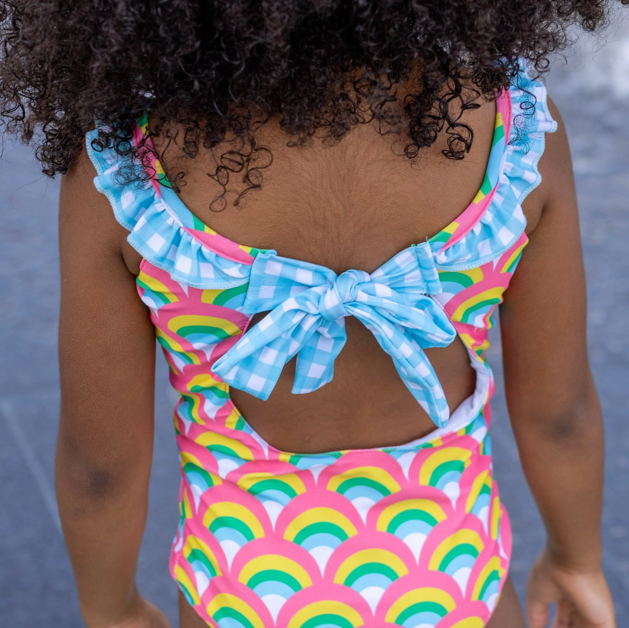 Bow Back Swimsuit - Retro Rainbow - Image 2