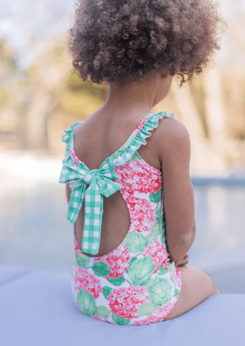Bow Back Swimsuit - Red Hydrangeas - Image 3