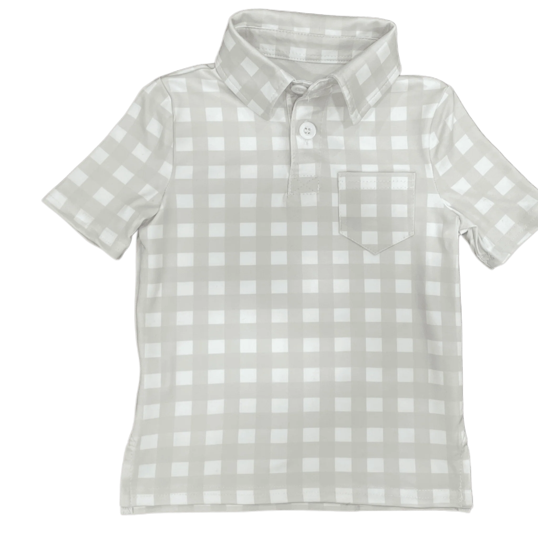 Mini Davis Pocket Polo - Cafe Au Lait Gingham - Image 4
