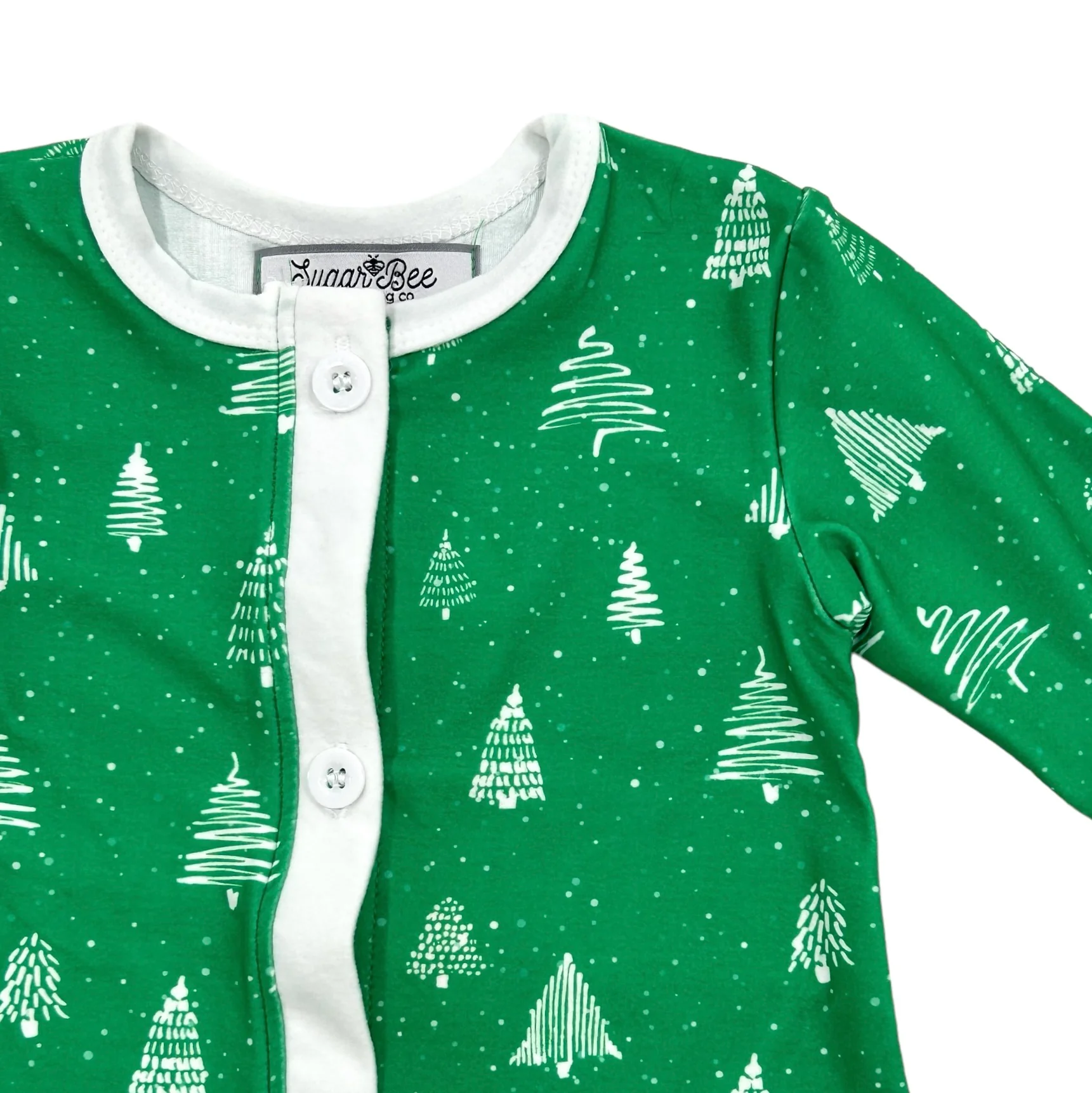Buttflap Pajamas - White Trees On Green Holiday Lounge - Image 3