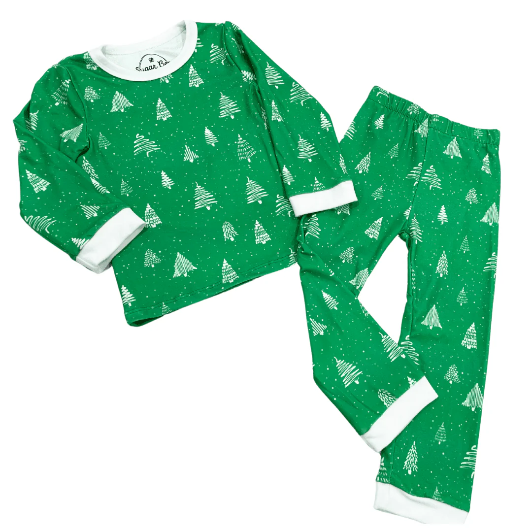 Buttflap Pajamas - White Trees On Green Holiday Lounge - Image 5