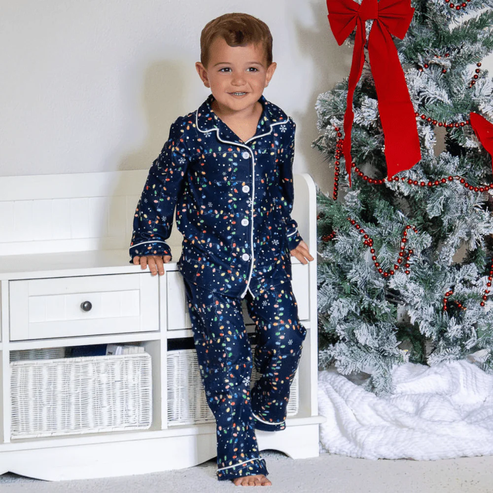 Button Down Pajamas - Christmas Lights Holiday Lounge - Image 3