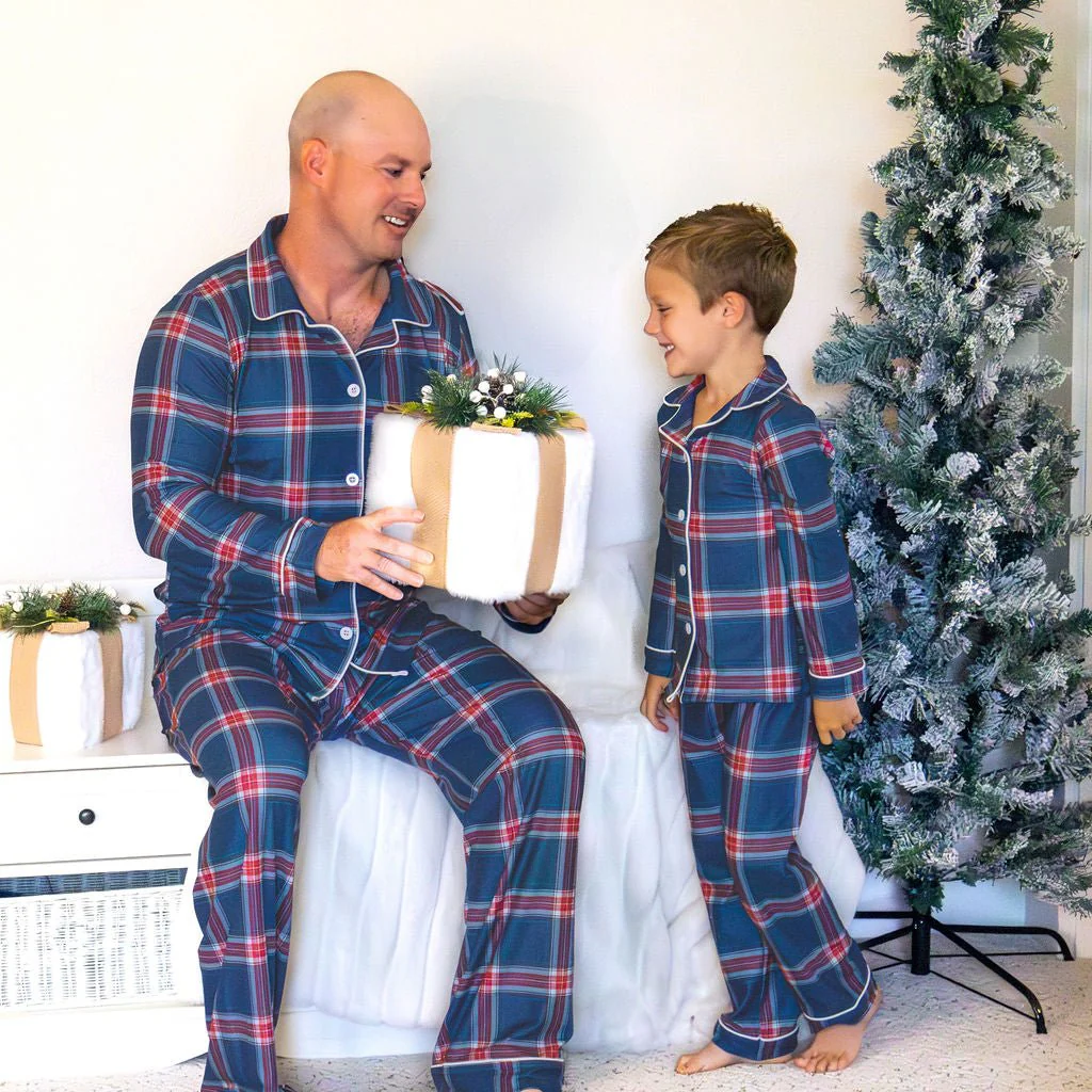 Button Down Pajamas - Winter Plaid Holiday Lounge