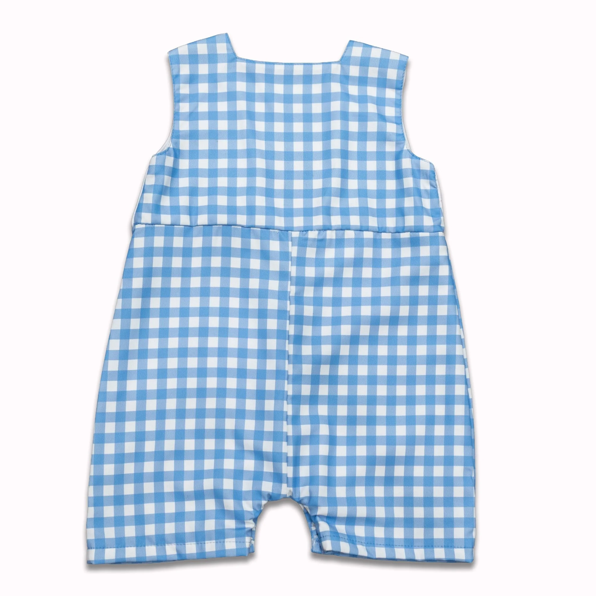 Button Shoulder Shortall - Blue Gingham - Image 5
