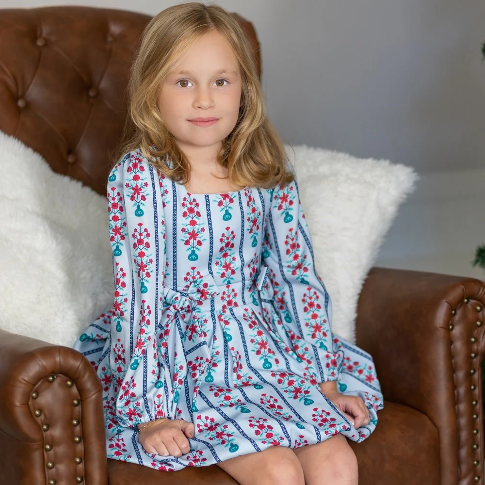 Camille LS Bubble Dress - Snowberry Stripes - Image 4