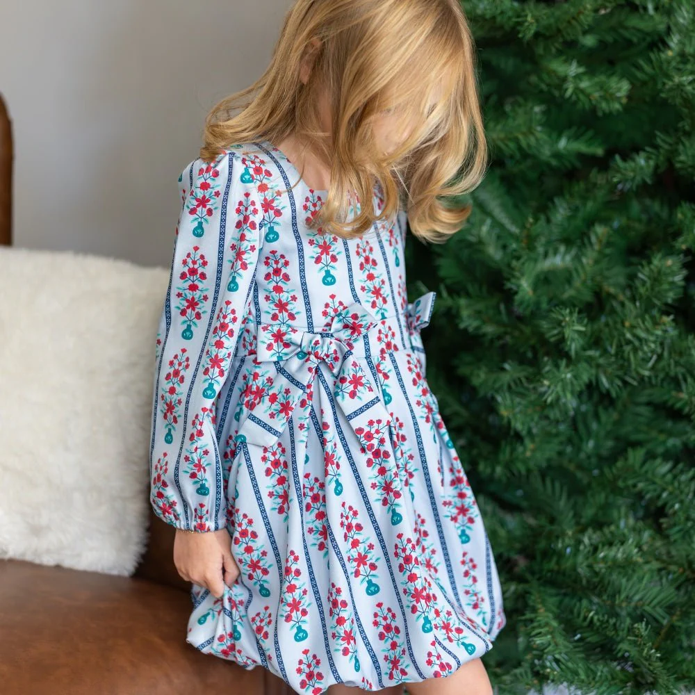 Camille LS Bubble Dress - Snowberry Stripes - Image 6