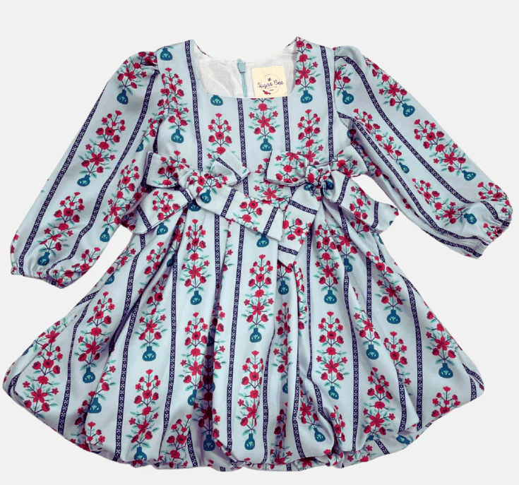 Camille LS Bubble Dress - Snowberry Stripes - Image 7