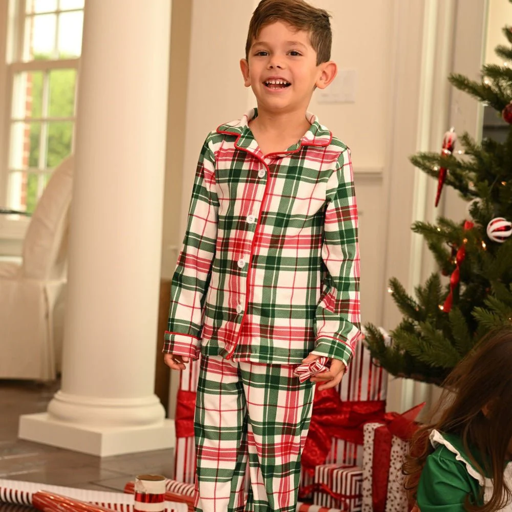 Kids Christmas Plaid - Button Down Pajamas - Image 4