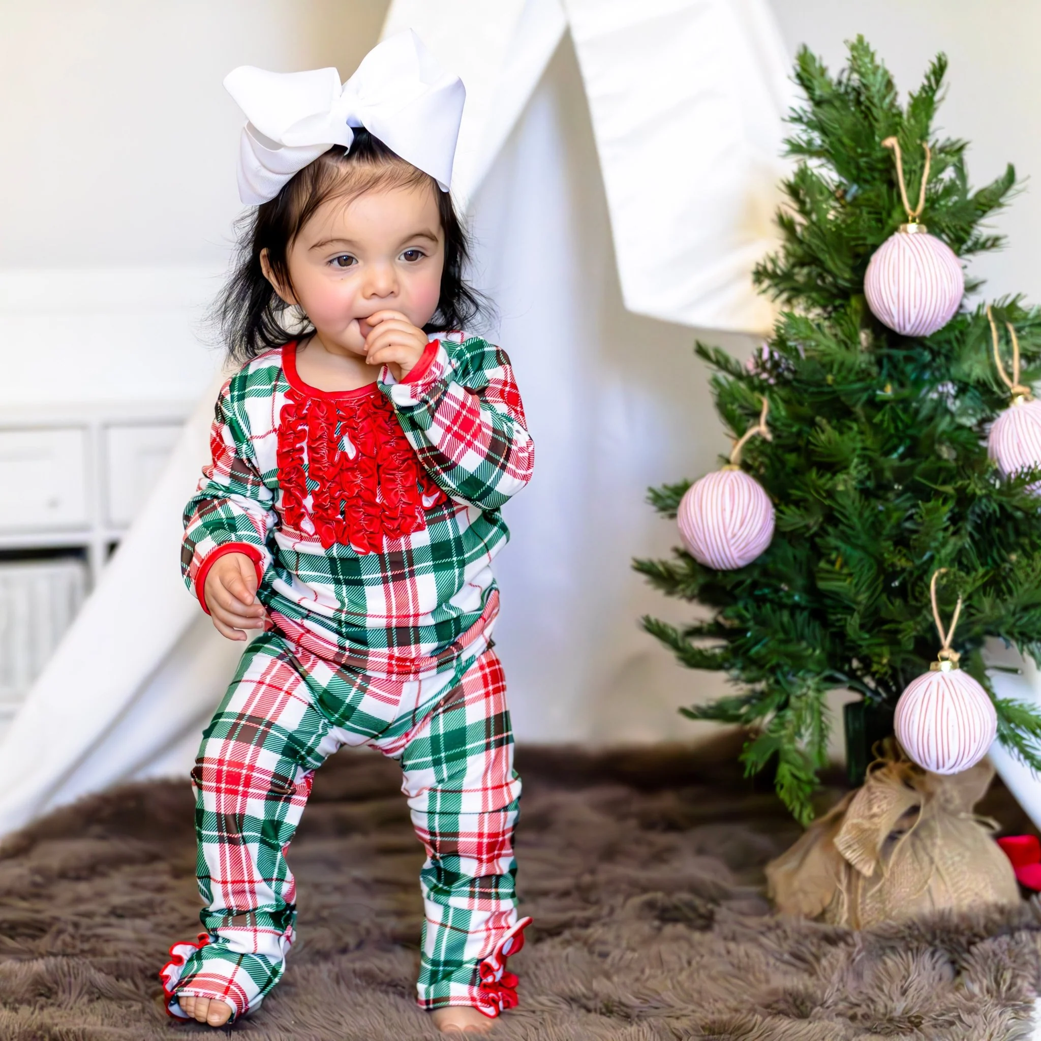 Ruffle Buttflap Pajamas - Christmas Plaid Holiday Lounge - Image 4