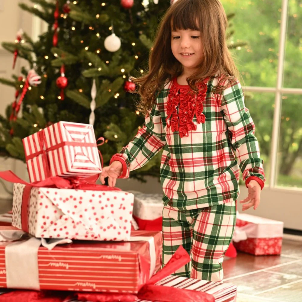 Ruffle Buttflap Pajamas - Christmas Plaid Holiday Lounge - Image 5
