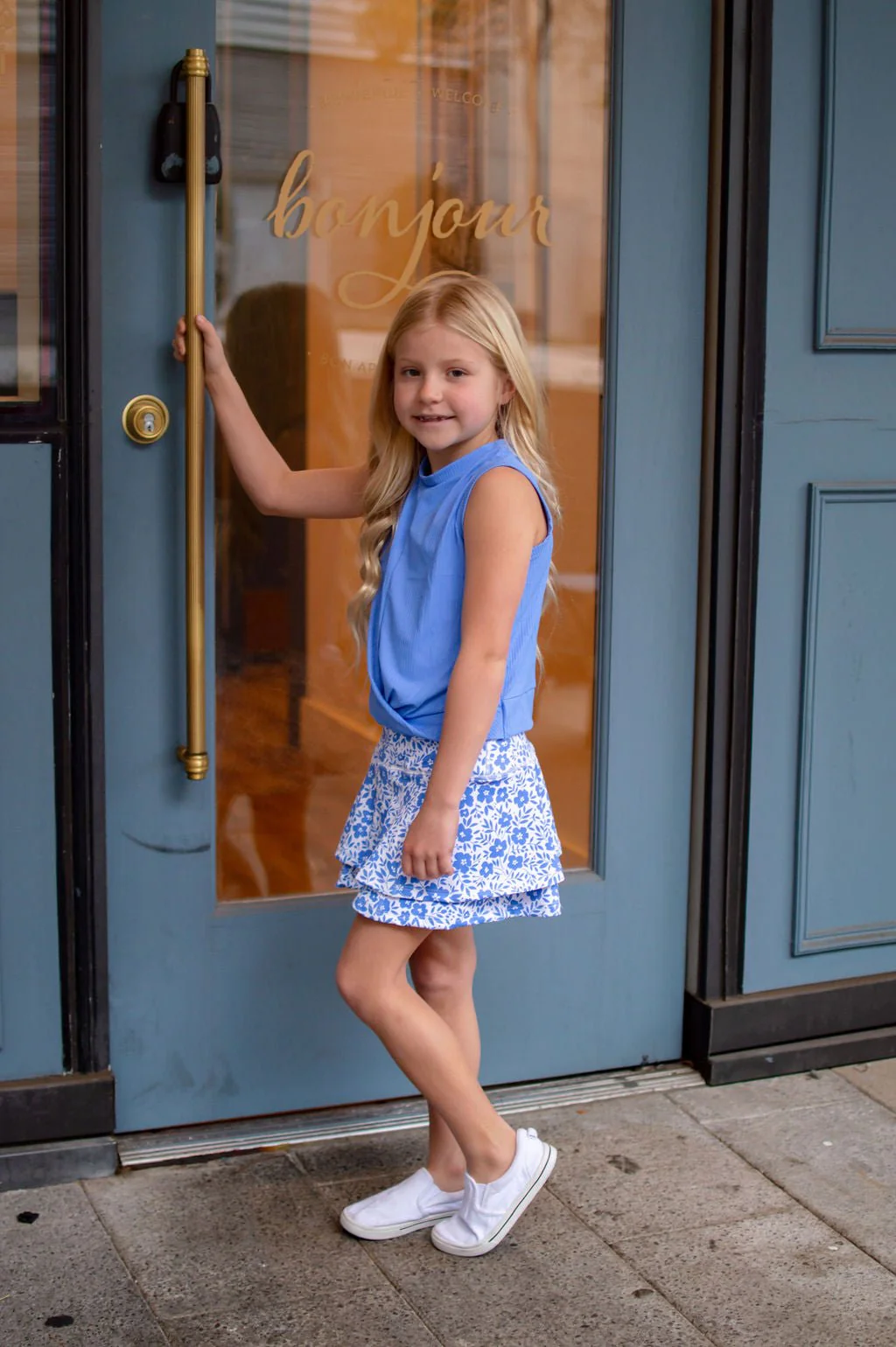 Crop Knot Tank - French Blue - Image 3