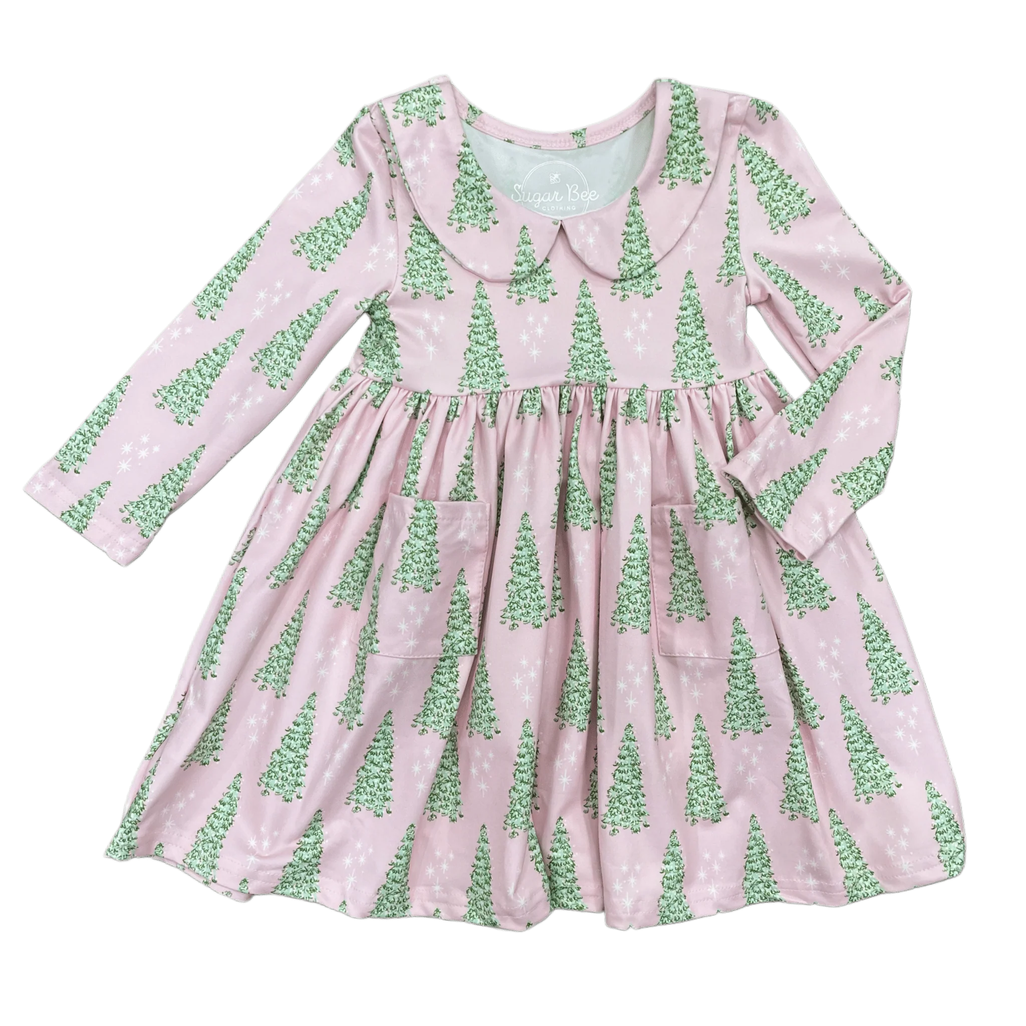 Doll Claire Twirl Dress - Pink Christmas Tree - Image 2