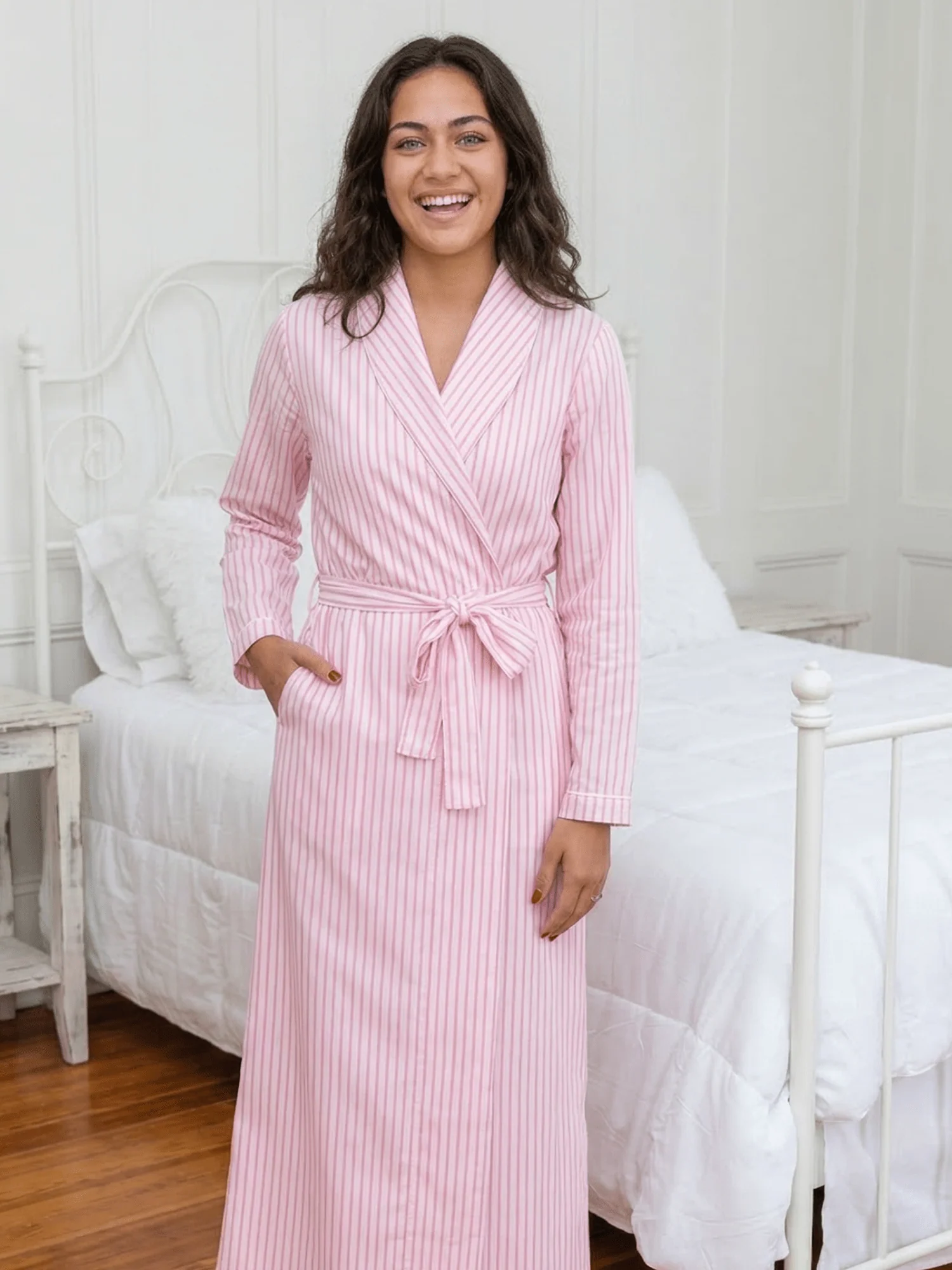 Eleanor Spring Robe - Pink Stripe - Image 3
