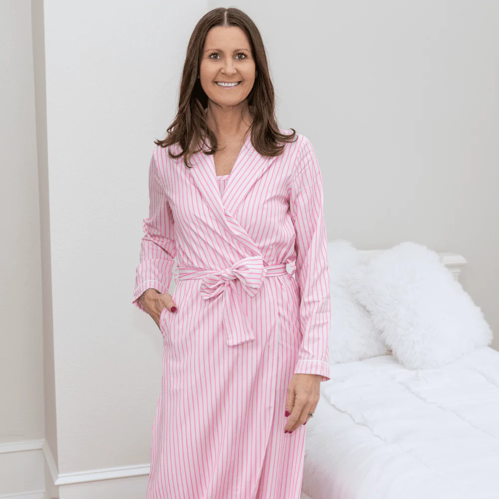 Eleanor Spring Robe - Pink Stripe - Image 4