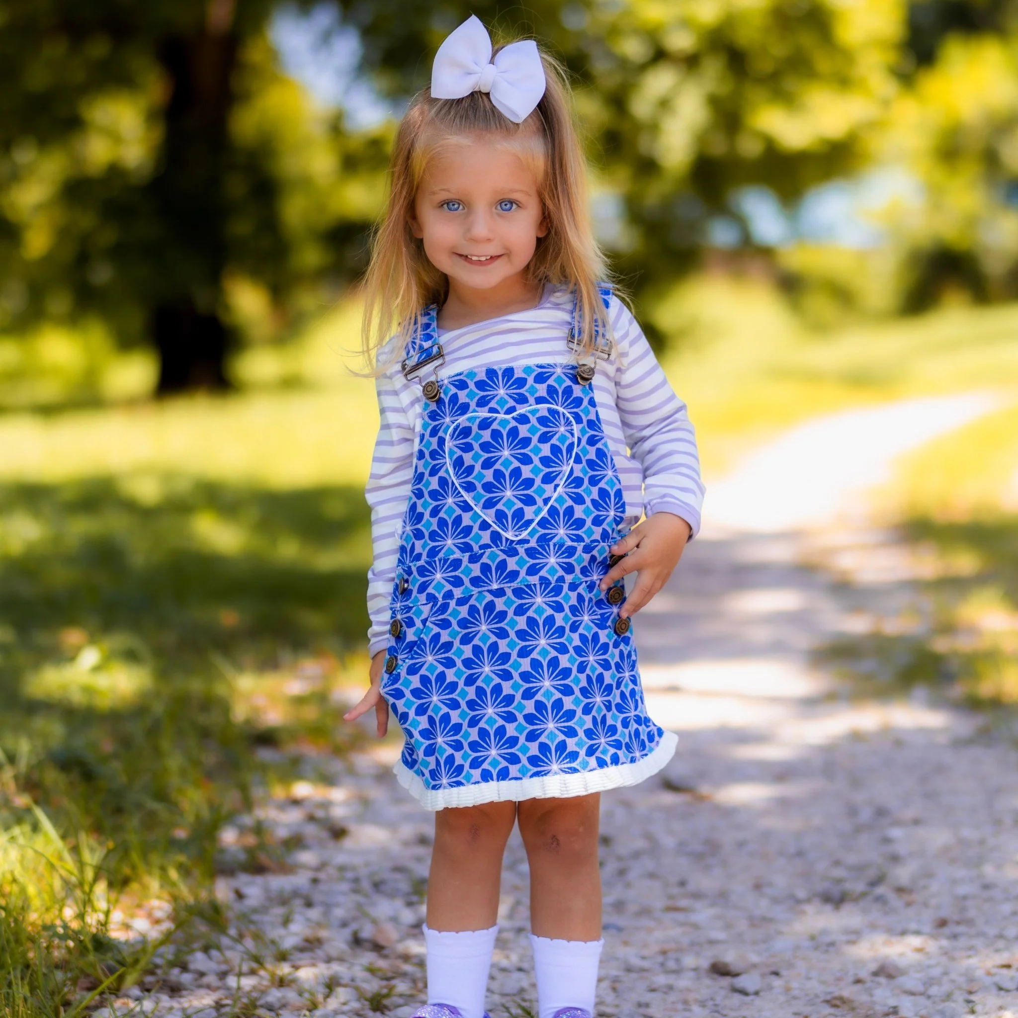 Ella Skirt Overalls - Cobalt Clover - Image 2