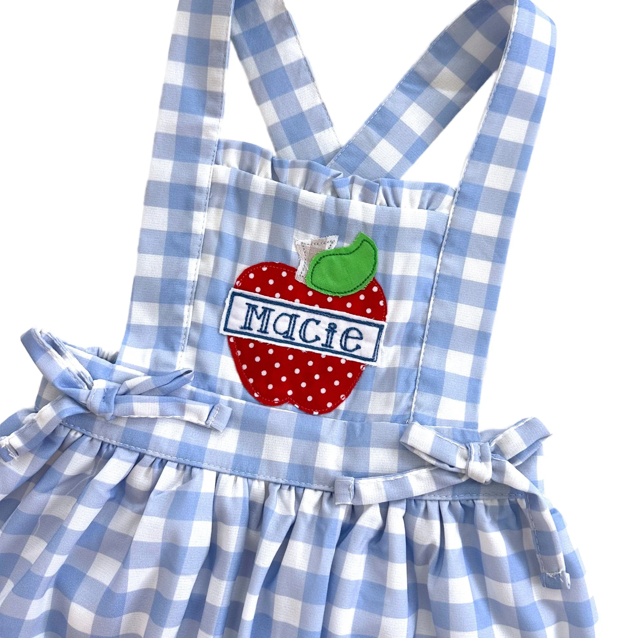 Lace Pinafore - Back to School Blue Gingham - Image 10