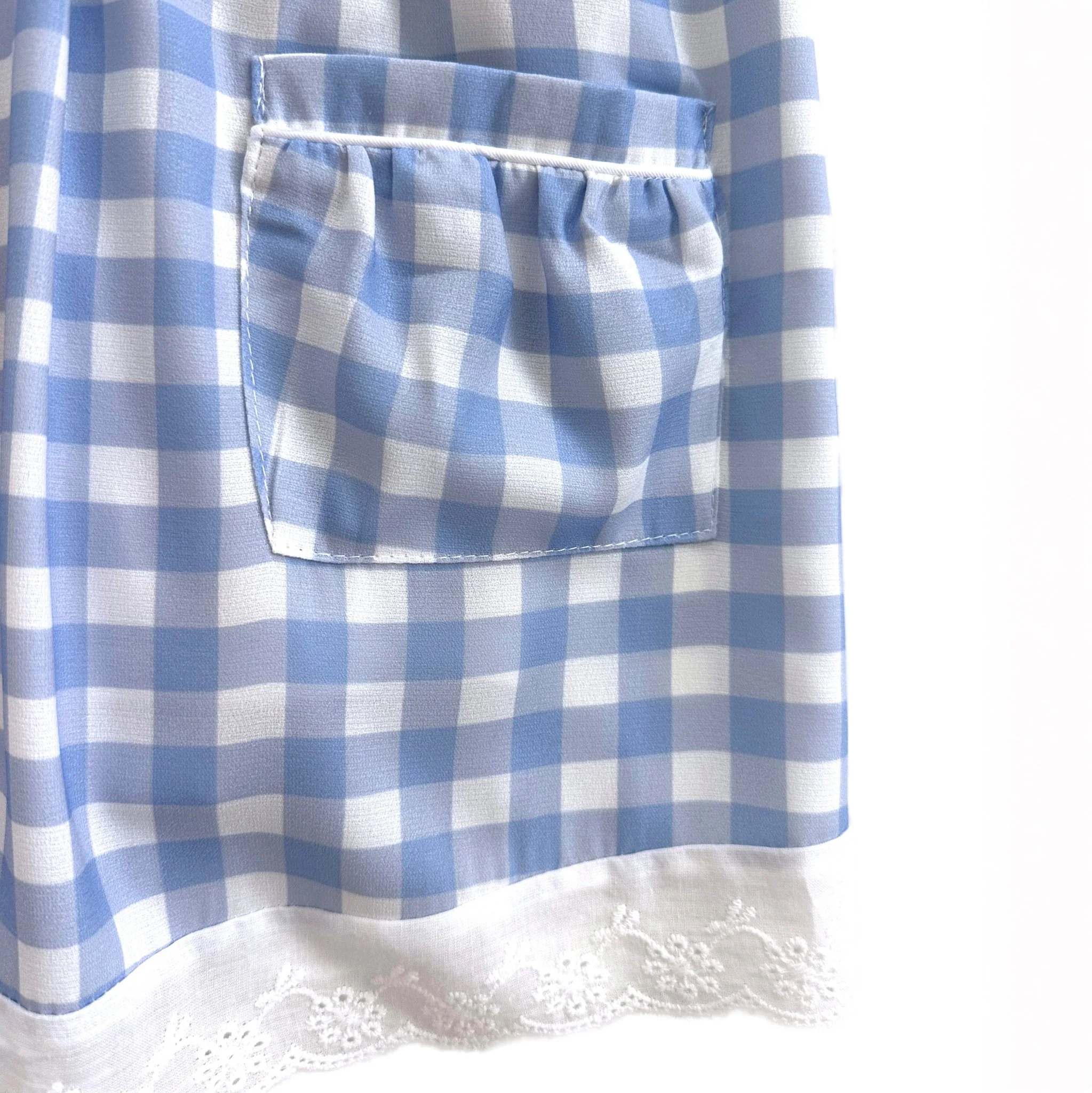 Lace Pinafore - Back to School Blue Gingham - Image 11