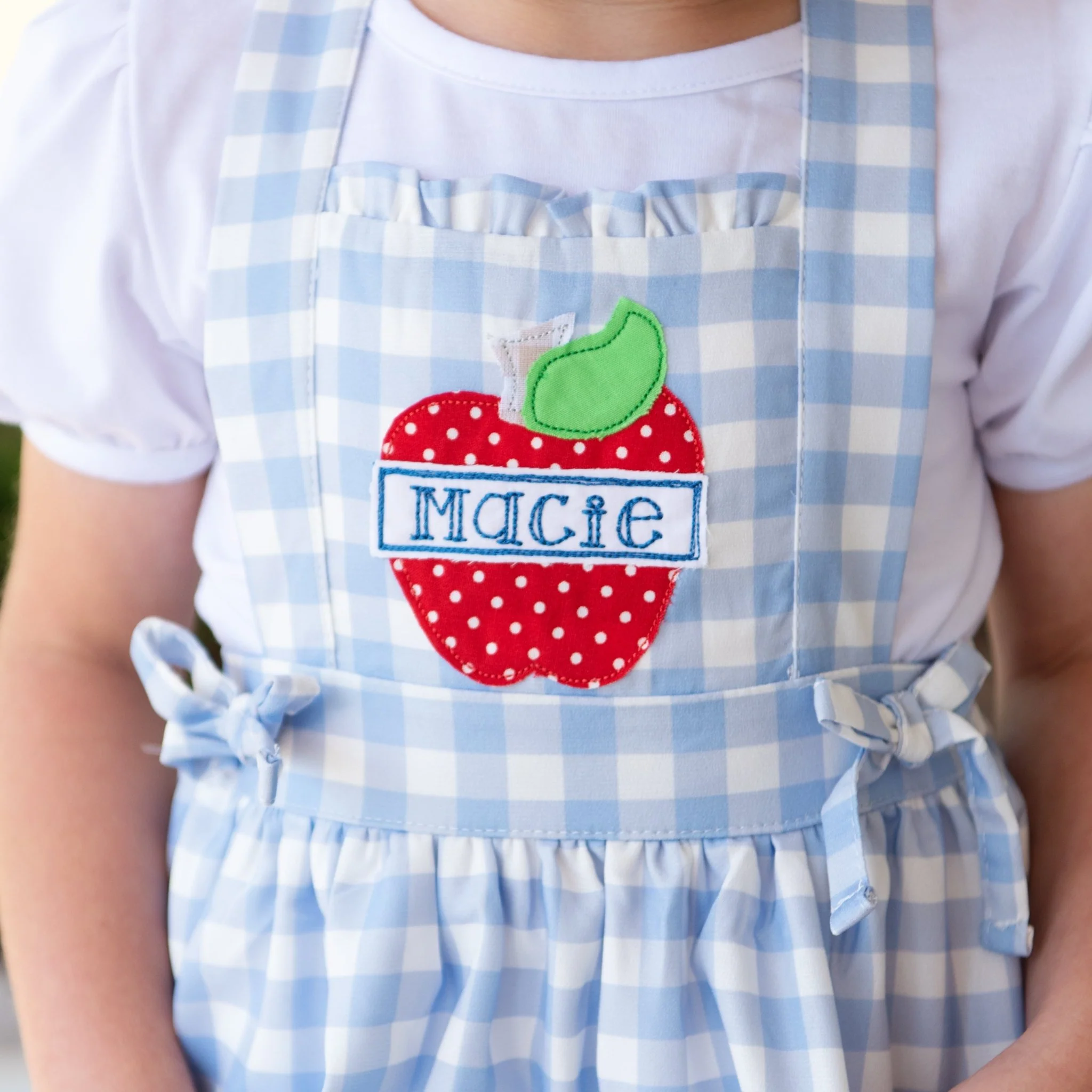 Lace Pinafore - Back to School Blue Gingham - Image 3