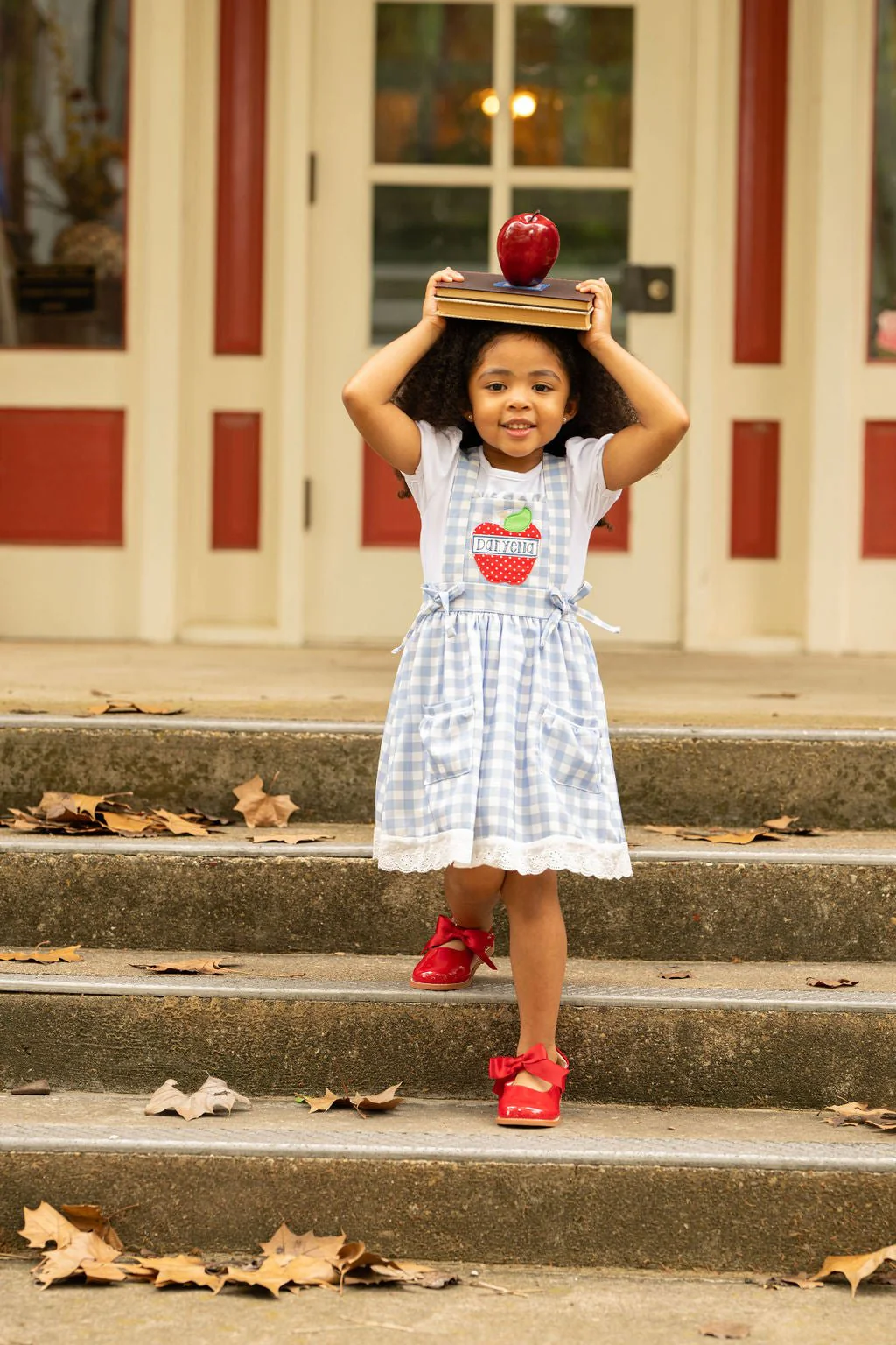 Lace Pinafore - Back to School Blue Gingham - Image 6