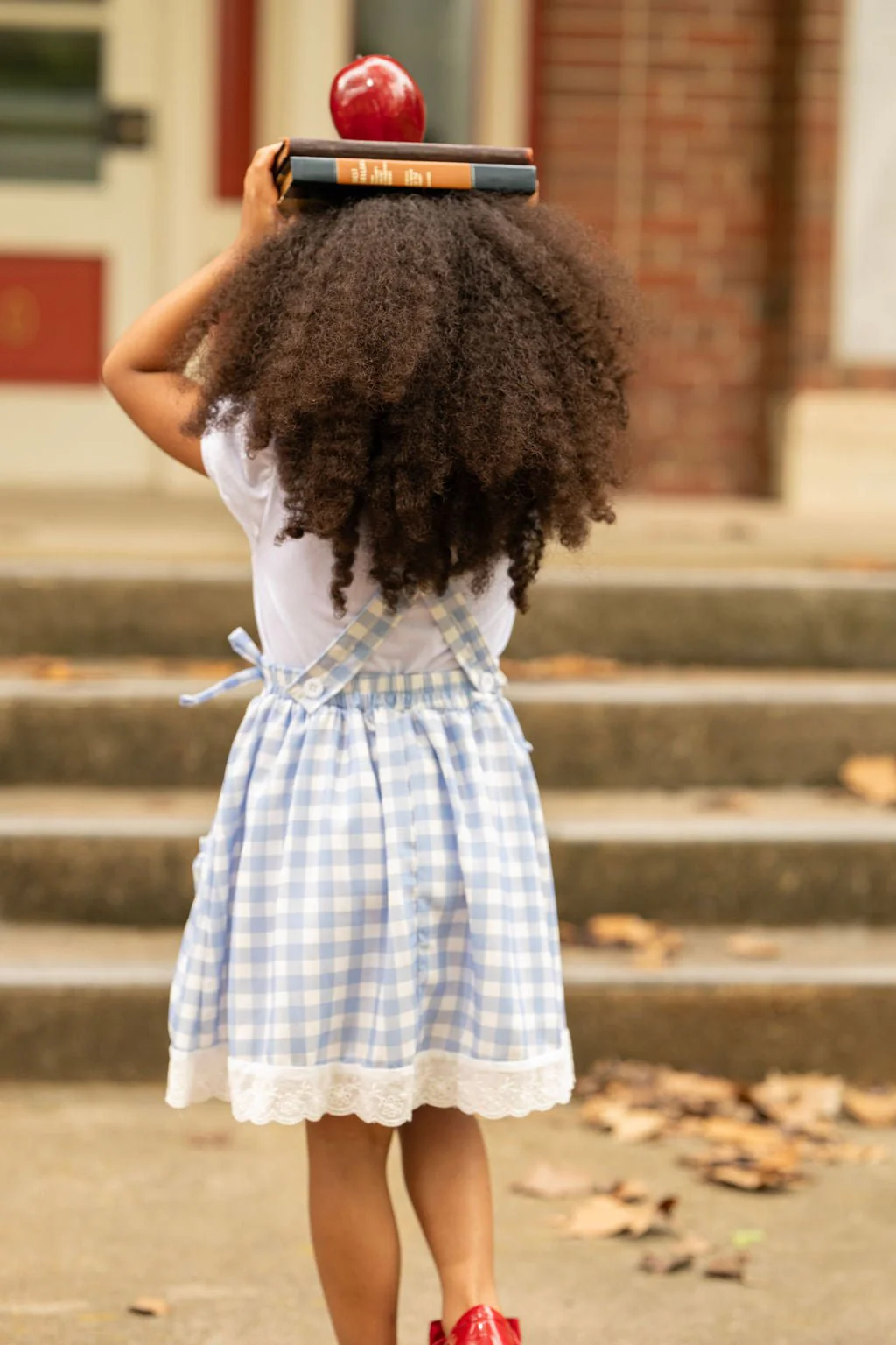 Lace Pinafore - Back to School Blue Gingham - Image 7