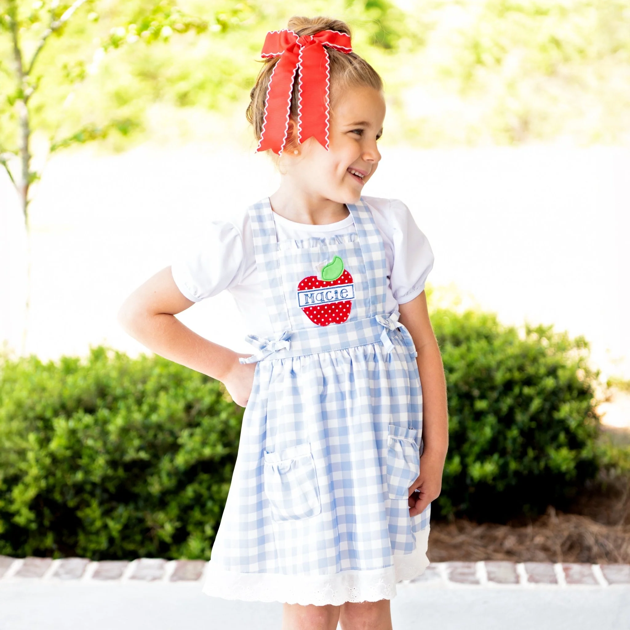 Lace Pinafore - Back to School Blue Gingham - Image 8