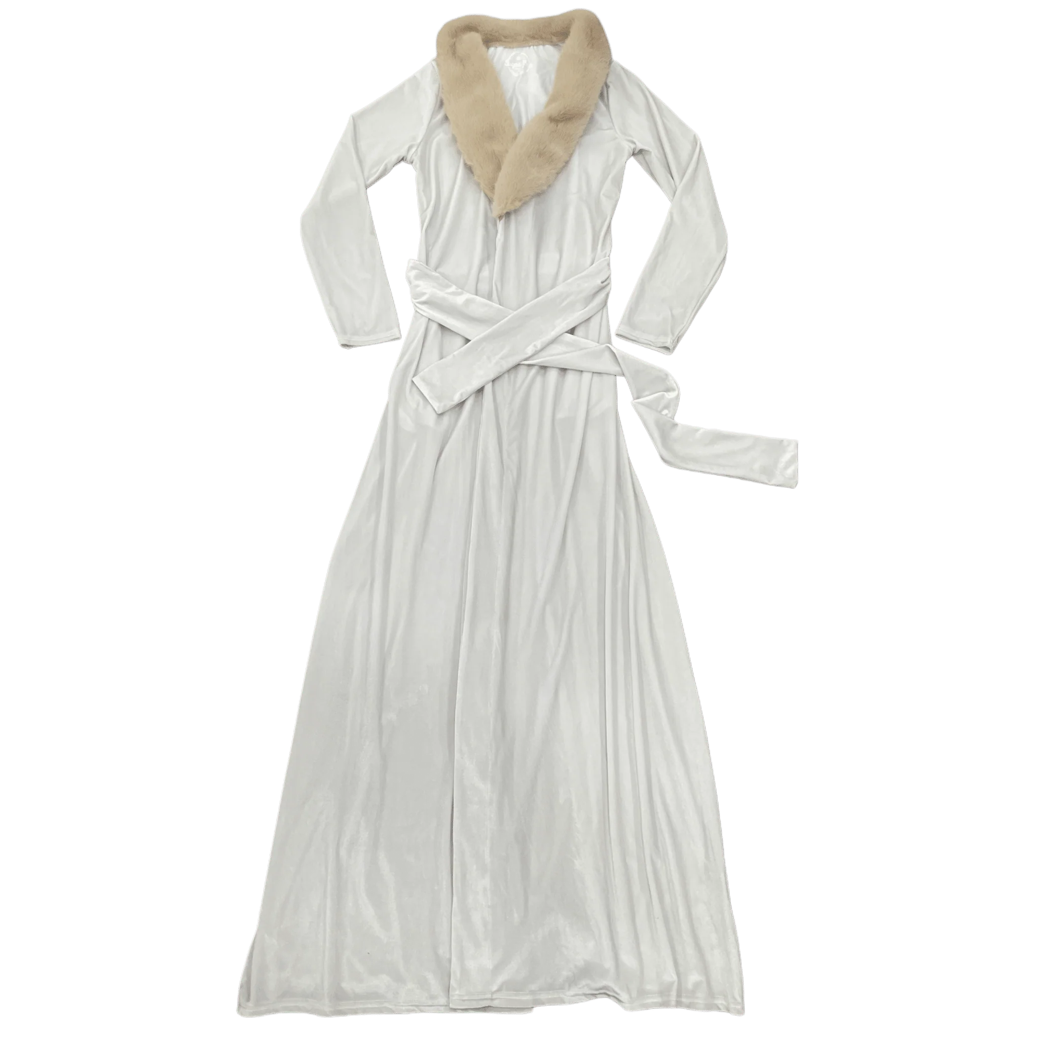Eleanor Fur Trimmed Robe - Cafe Au Lait - Image 10