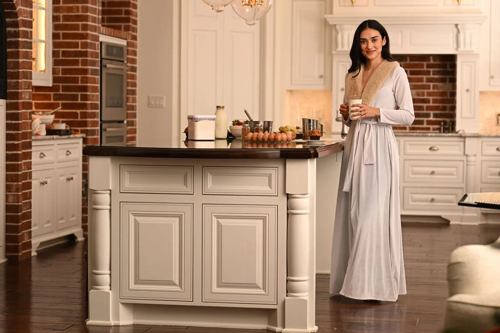 Eleanor Fur Trimmed Robe - Cafe Au Lait - Image 8