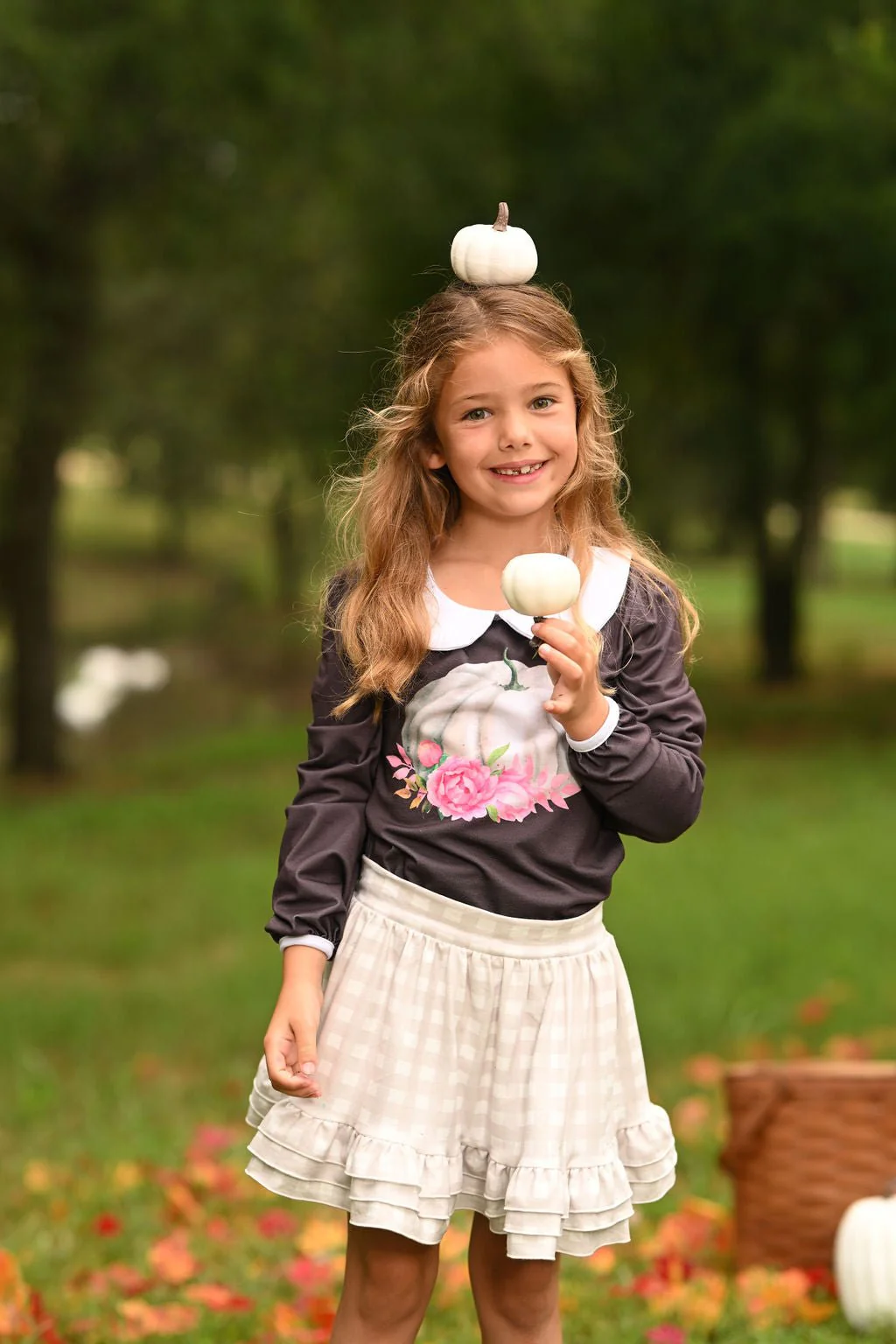 Amelia Peter Pan L/s Puff Top - Espresso Pumpkin - Image 2